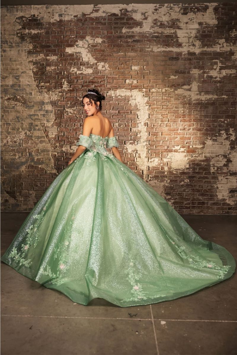 Off-the-Shoulder Floor-Length Tulle Quinceañera Ball Gown May Queen LK245