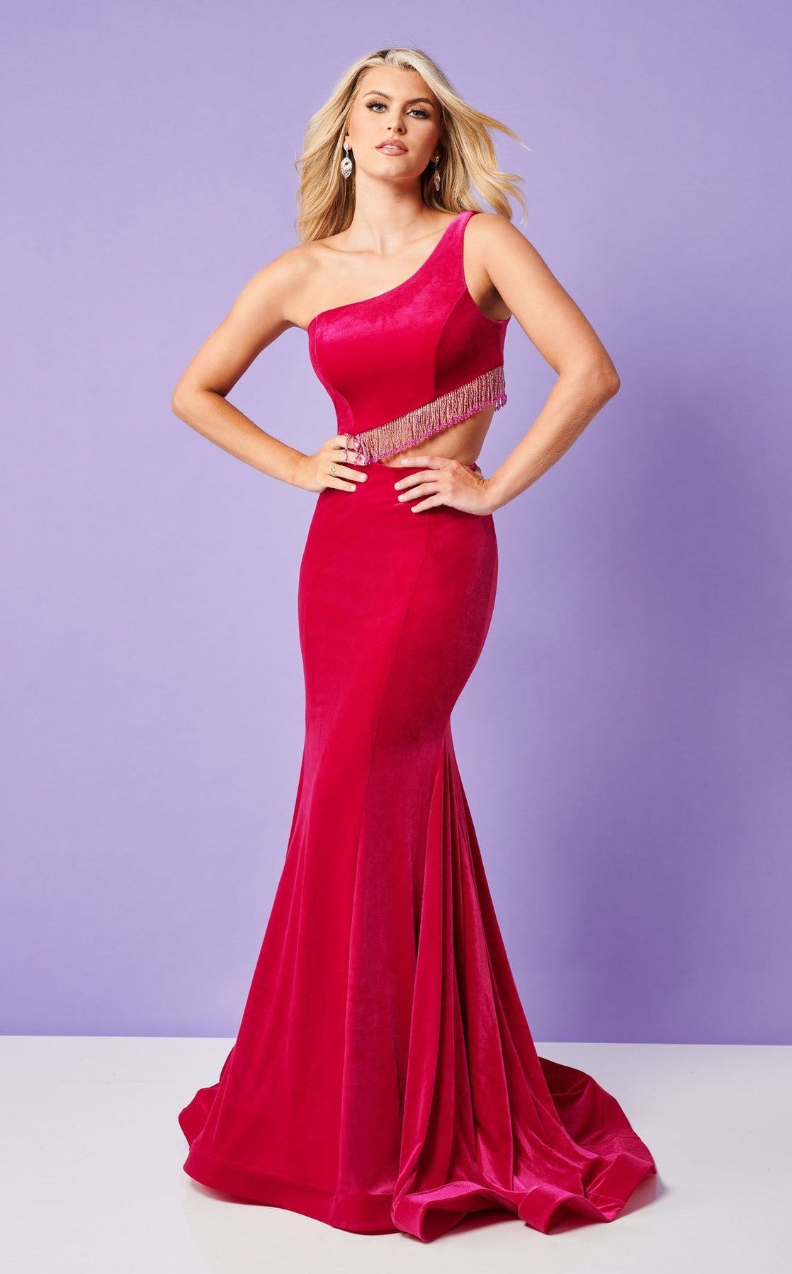 Prom Dresses Long Formal Mermaid Beaded Velvet Prom Dress Rachel Allan 70329 Fuchsia