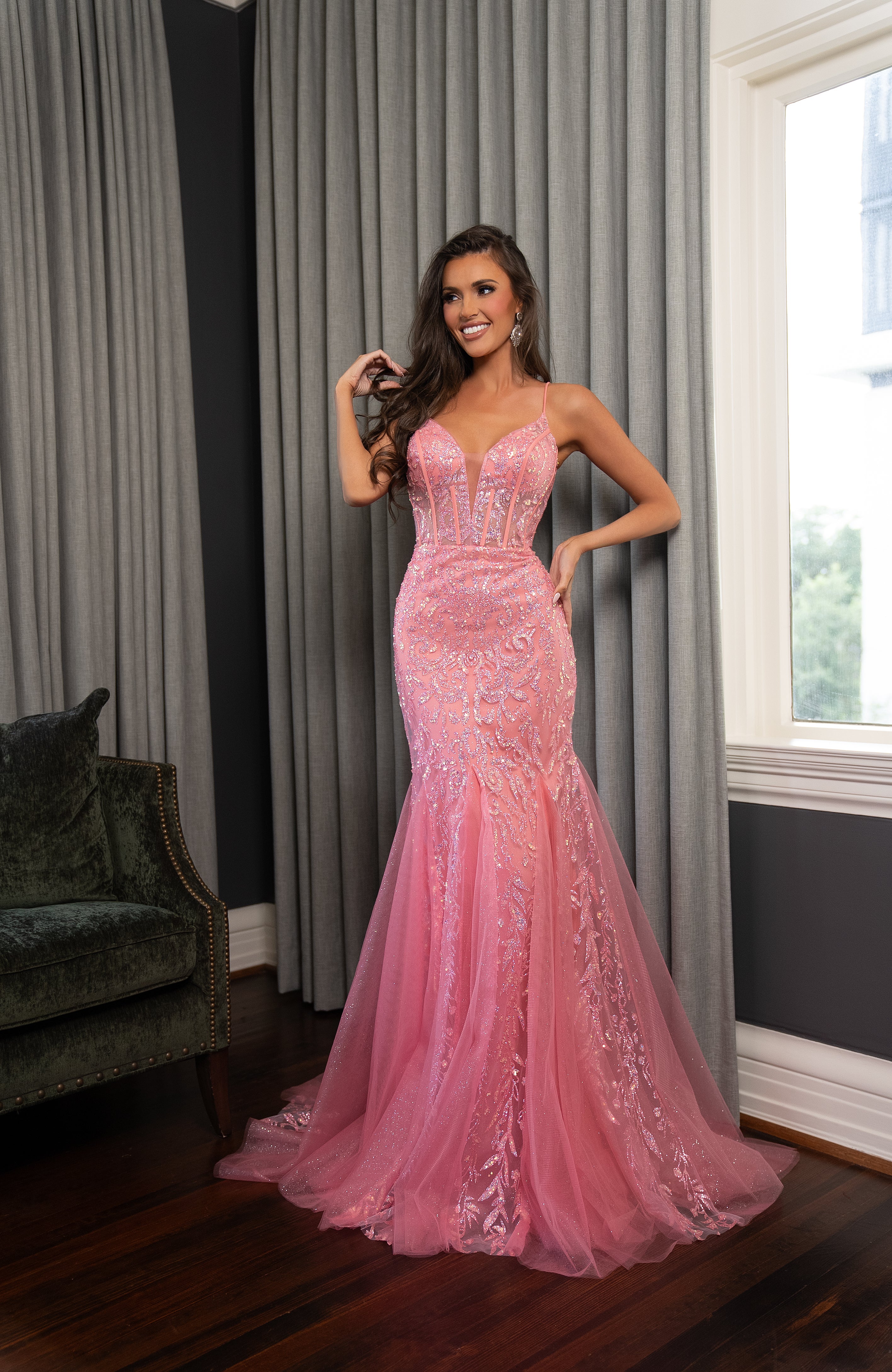 Lace Edgars Matric Dance Dresses Glitter Pink Fitted Prom Dresses