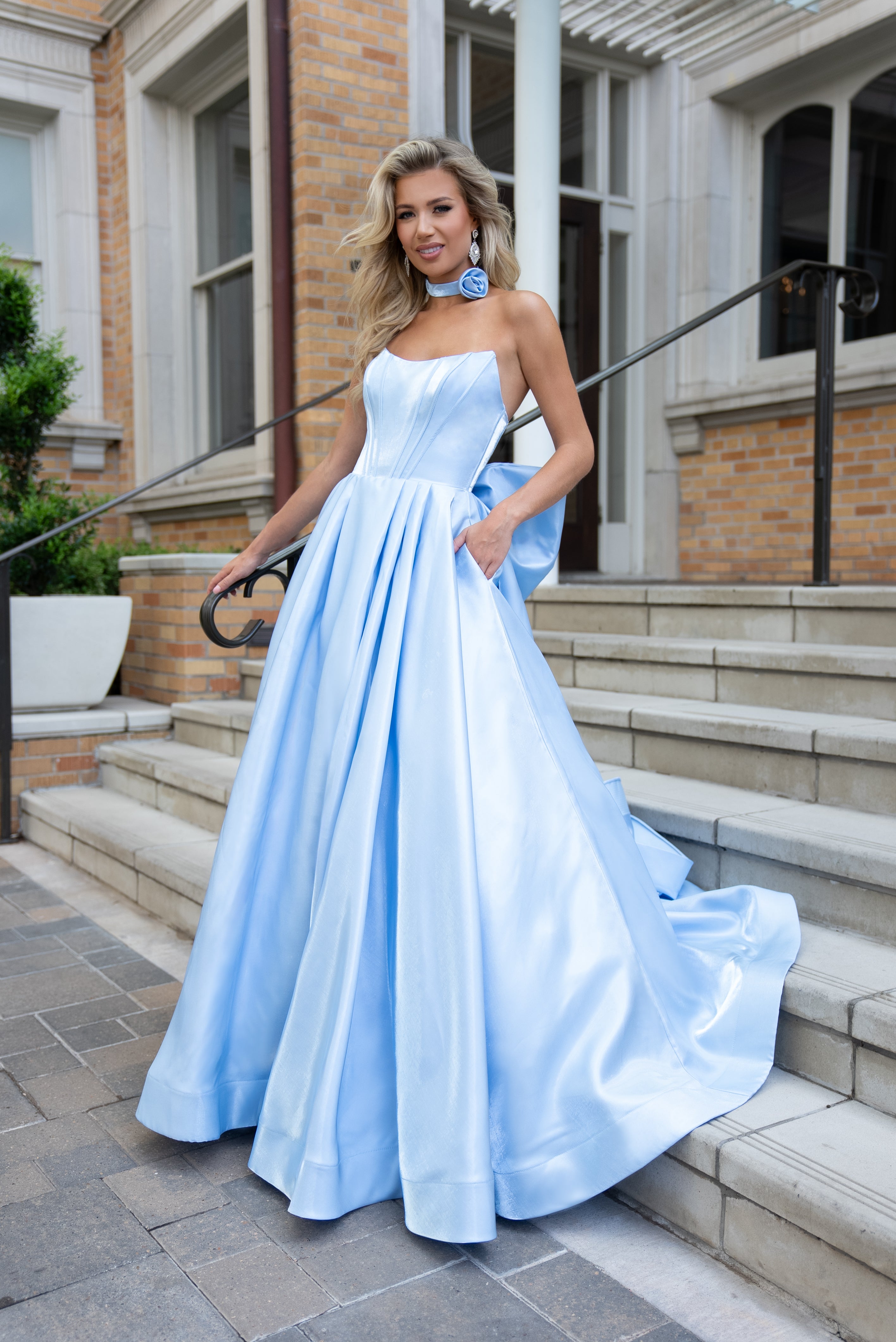 Prom Dresses Long Ball Gown Formal Floral Prom Dress Powder Blue