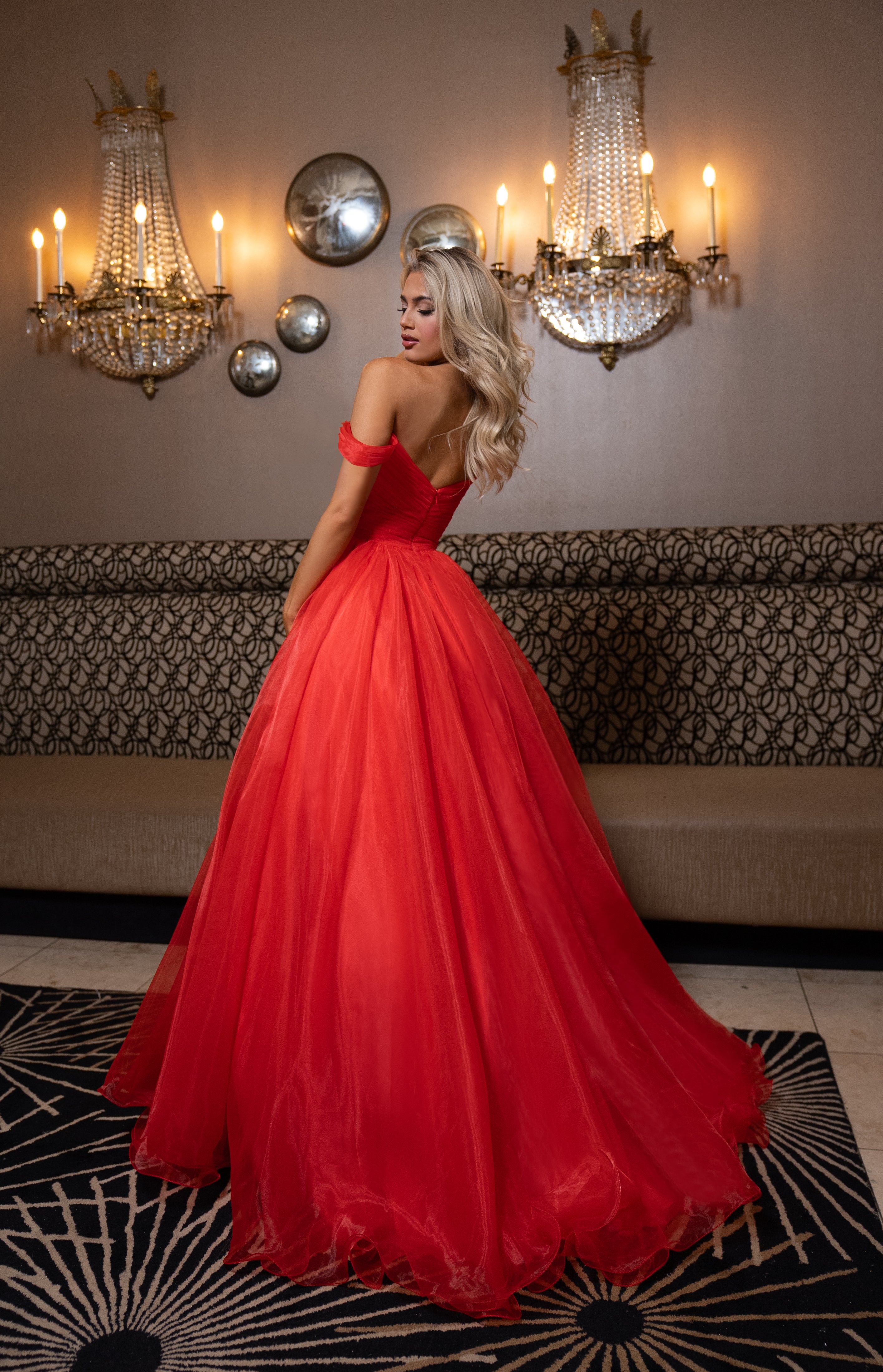 Prom Dresses A Line Long Formal 3D Floral Prom Dress Red