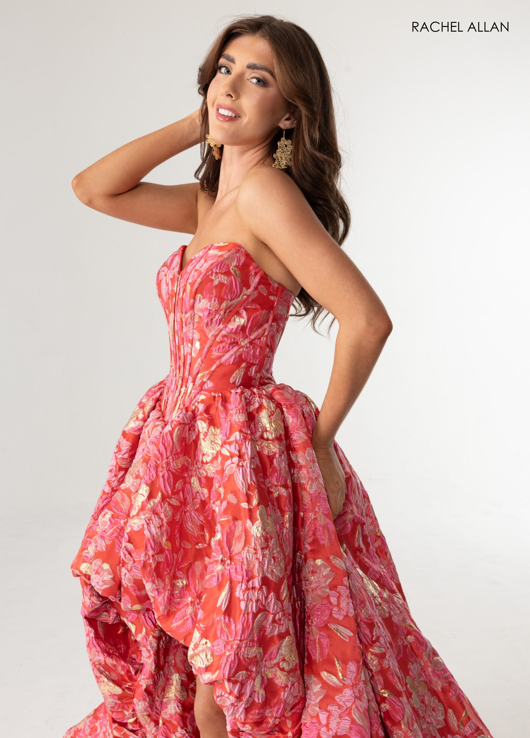 Prom Dresses High Low Corset Prom Evening Dress Coral Multi