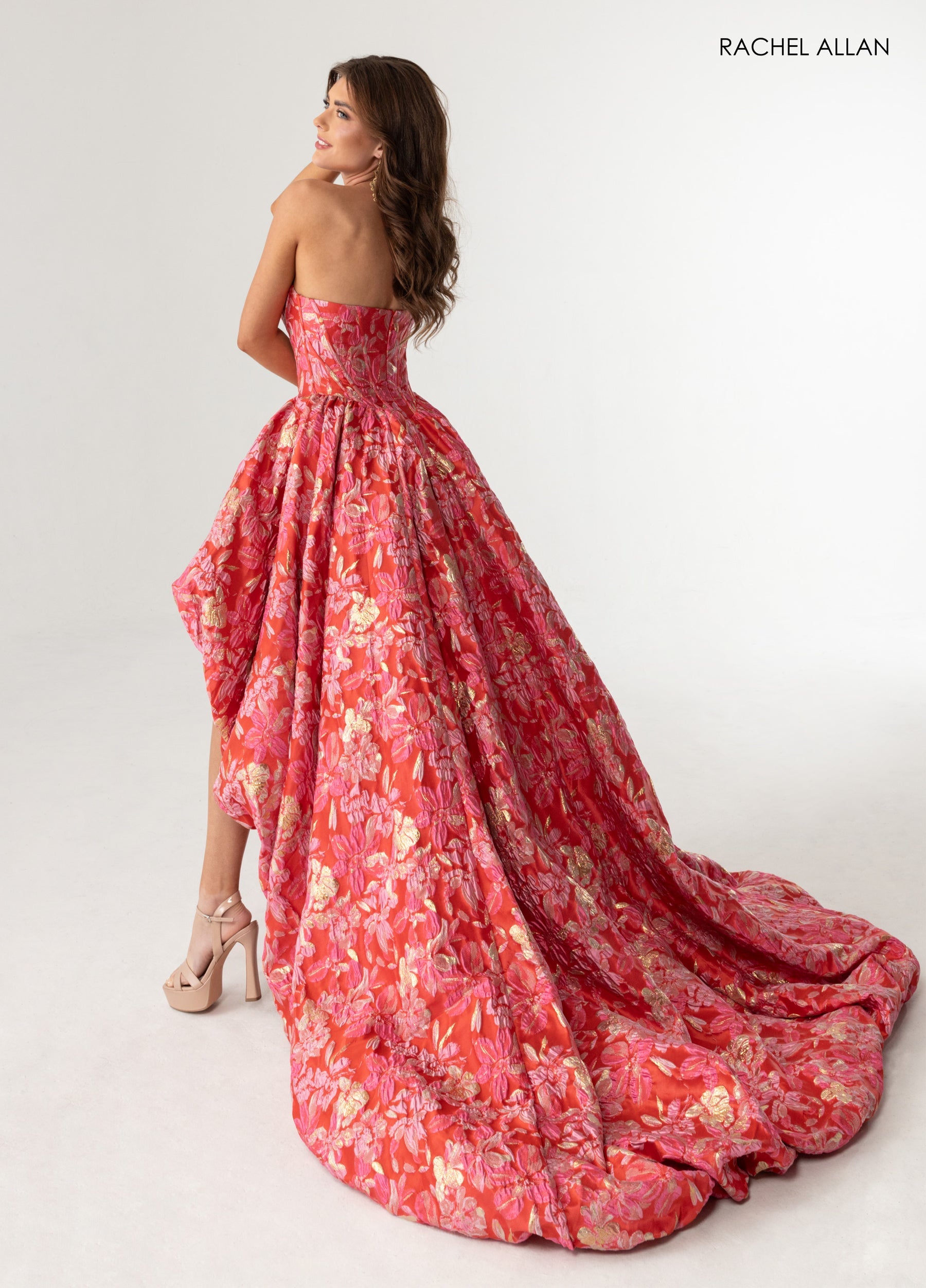Prom Dresses High Low Corset Prom Evening Dress Coral Multi