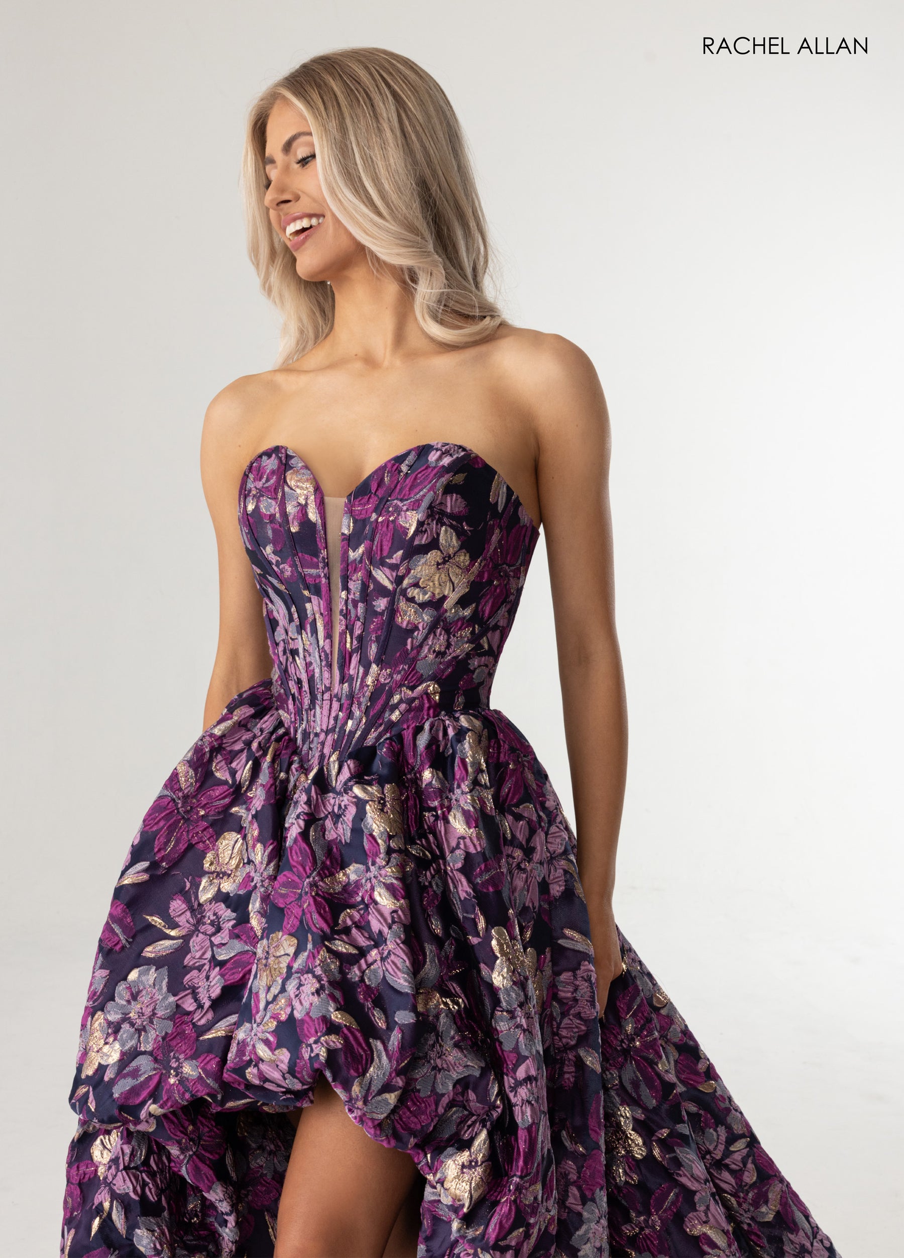 Prom Dresses High Low Corset Prom Evening Dress Navy Multi