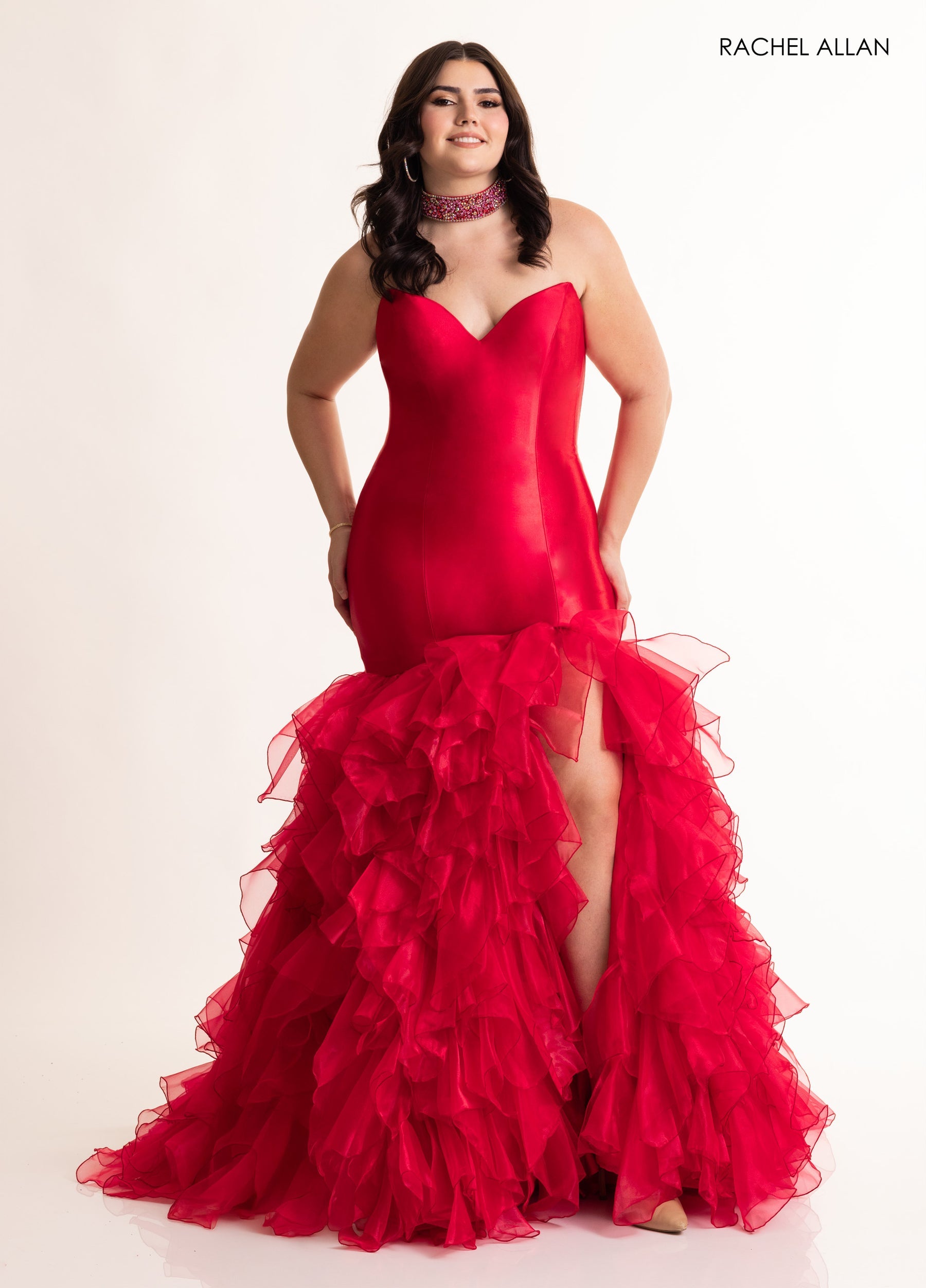 Prom Dresses Long Formal Prom Evening Ruffle Dress Red