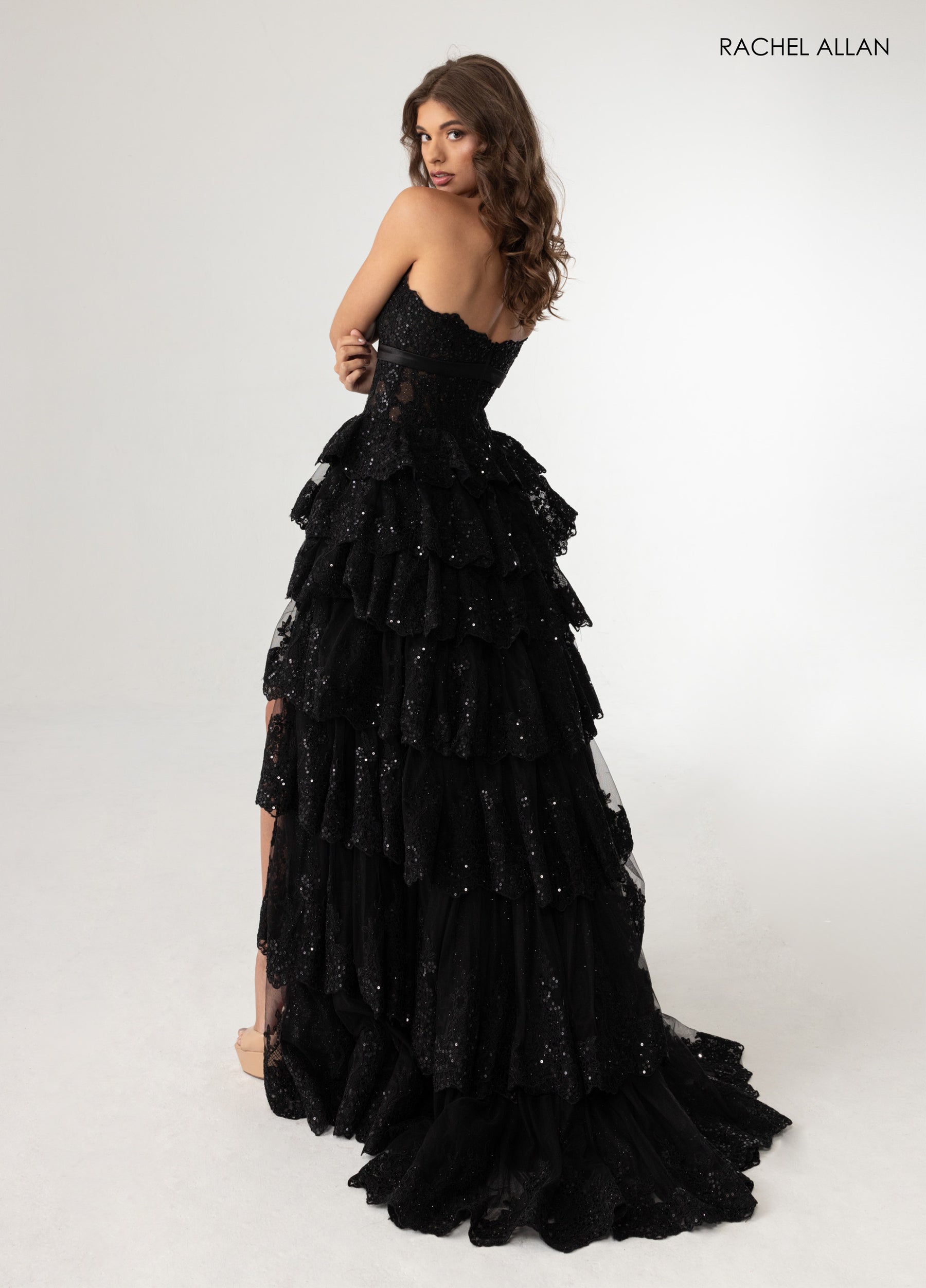 Prom Dresses High Low Glitter Beaded Prom Dress Black