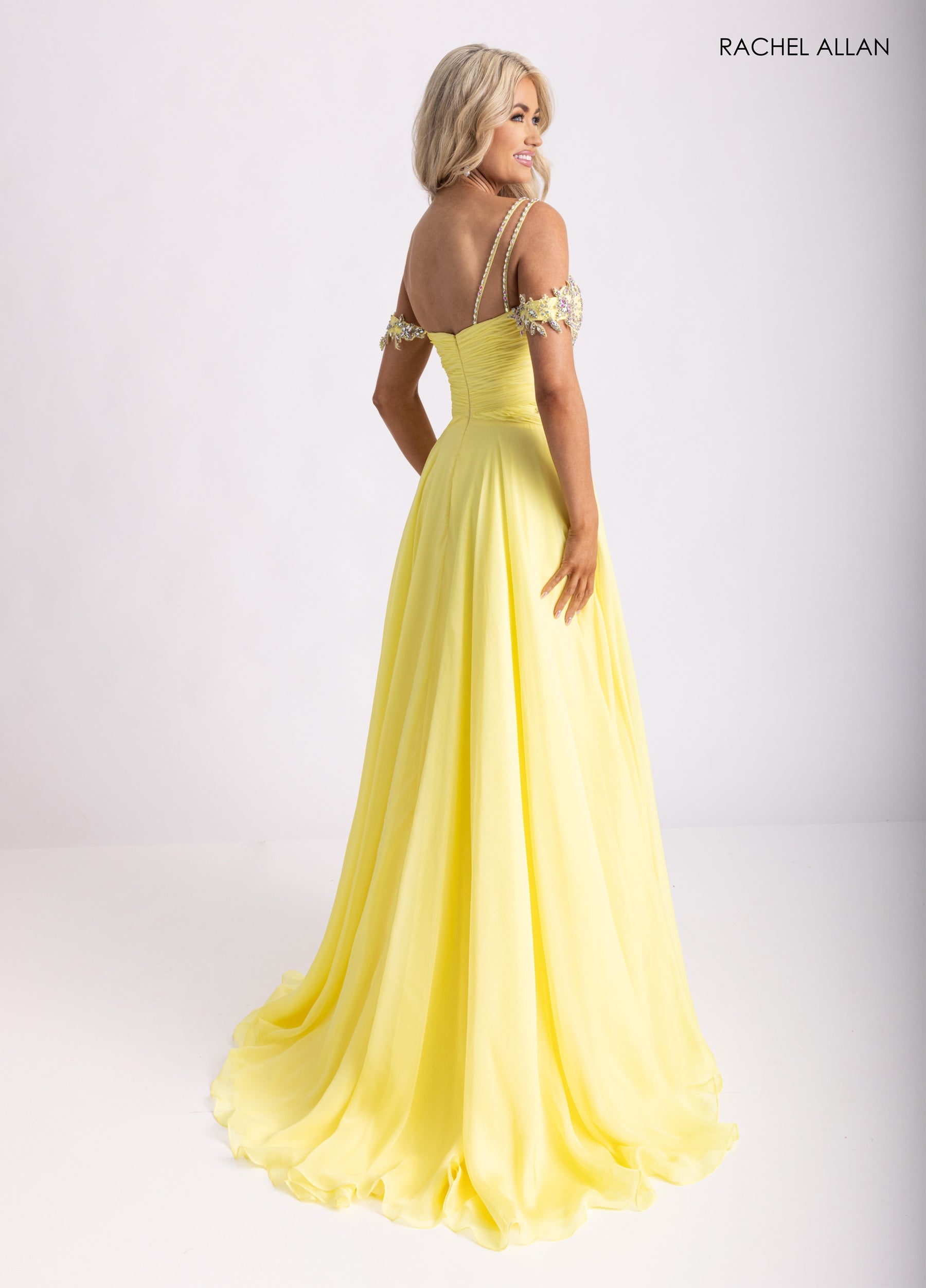Prom Dresses Long A Line Prom Beaded Slit Dress Yellow