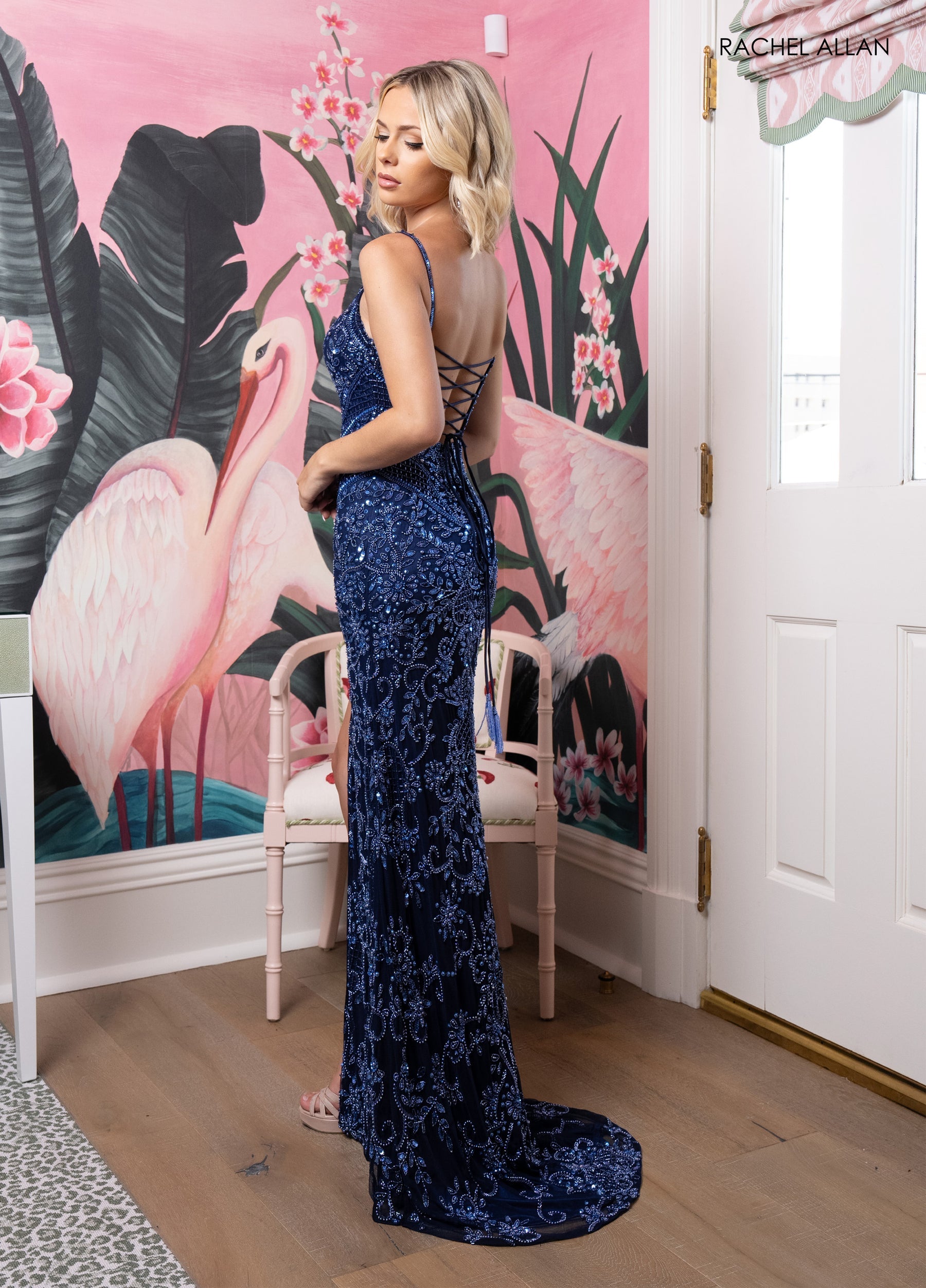 Prom Dresses Fitted Long Evening Prom Corset Dress Navy Periwinkle