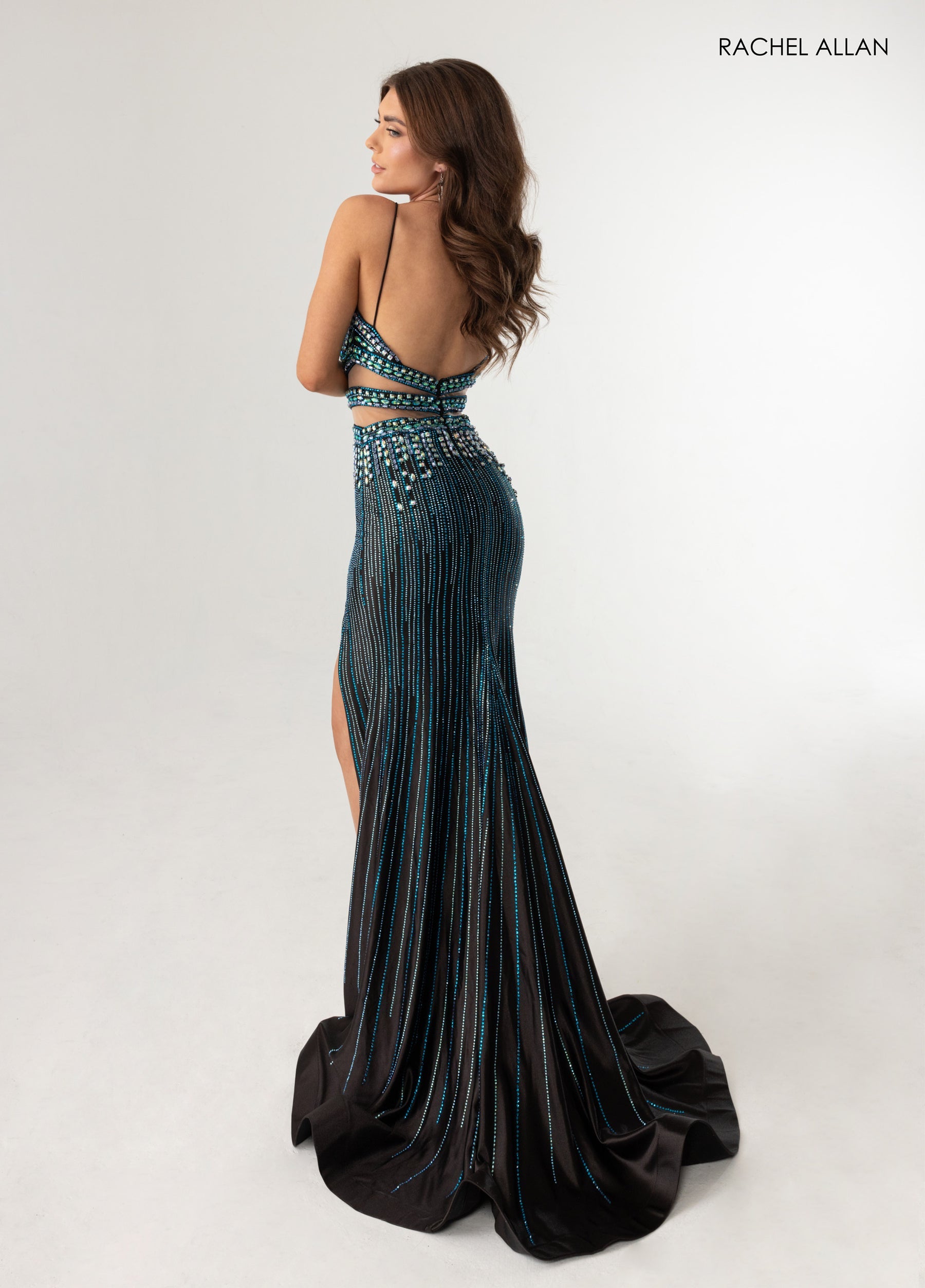 Prom Dresses Long Formal Beaded Prom Fitted Dress Black Multi