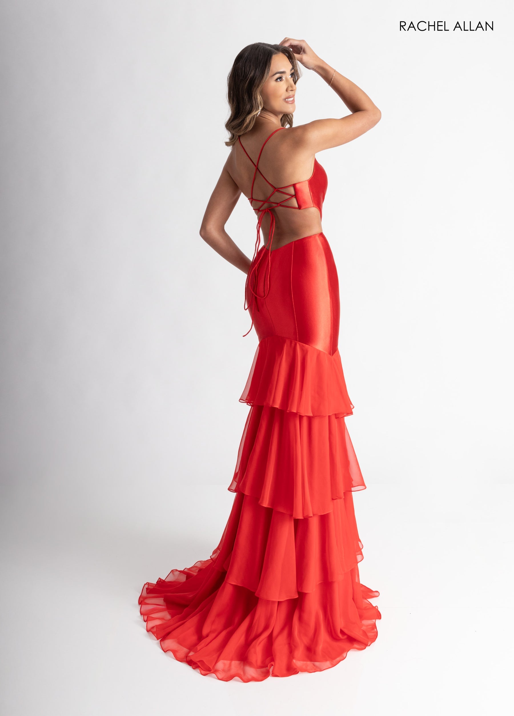 Prom Dresses Long Fitted Prom Ruffle Dress Red