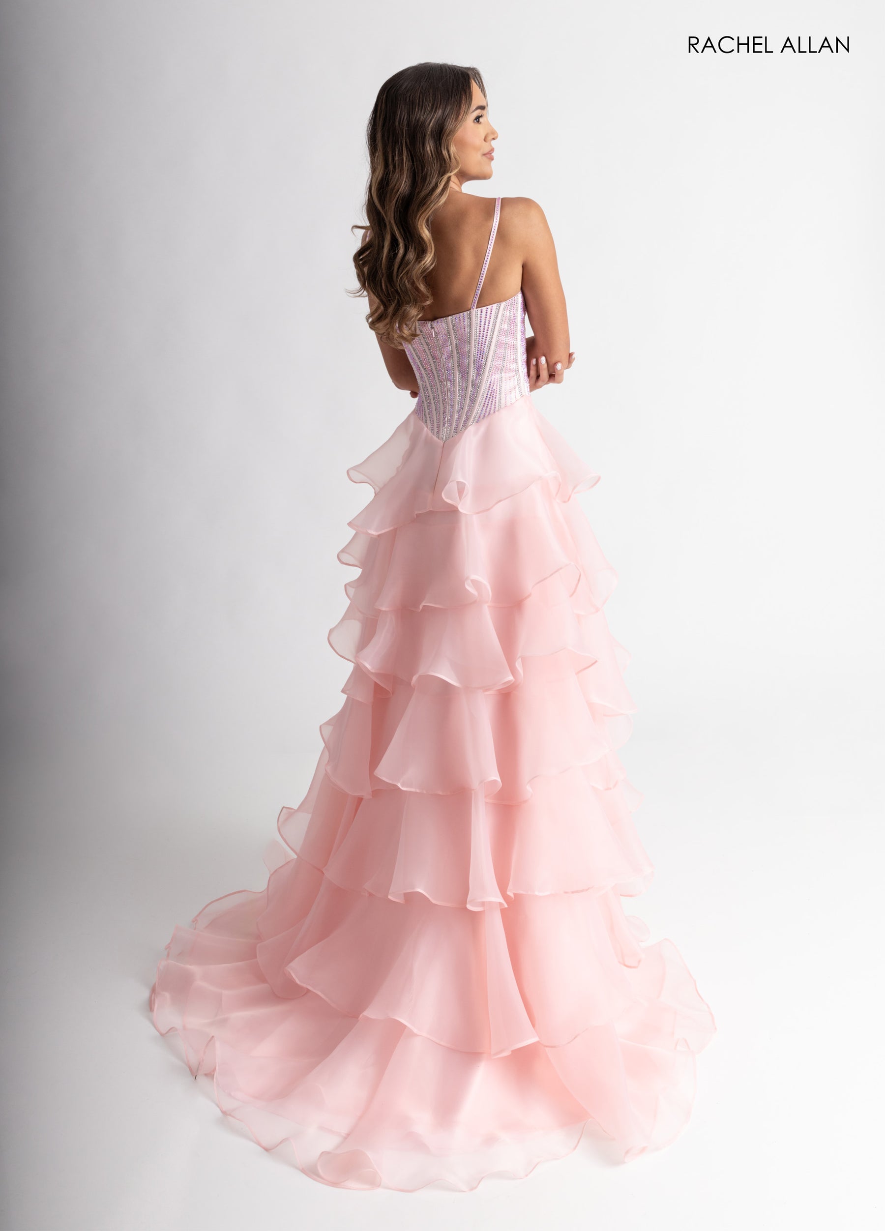 Prom Dresses High Low Corset Prom Ruffle Dress Blush