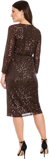 London Times T7184M Surplice Midi Cocktail Dress Wrap Skirt