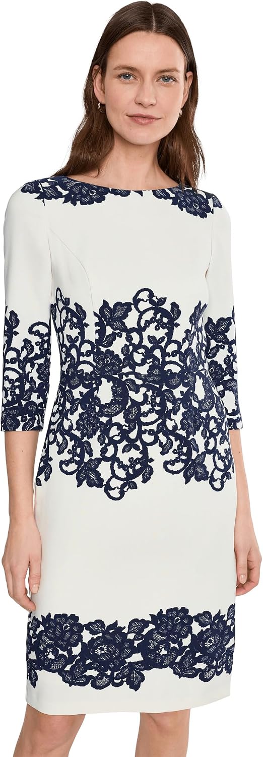 Bateau Knee-Length Lace Formal Sheath Adrianna Papell AP1D105223