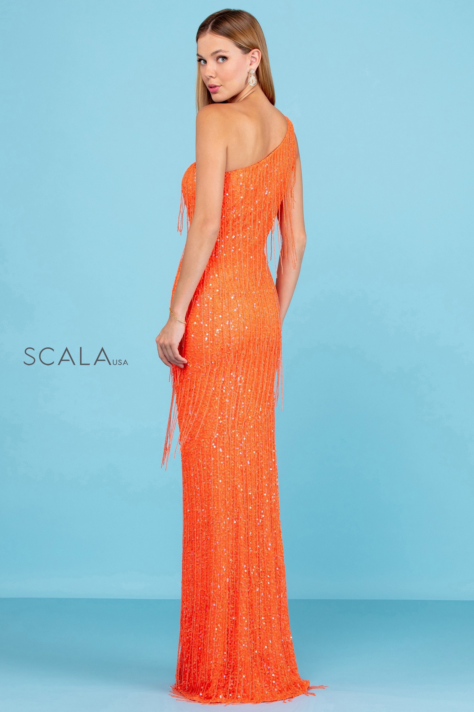 Prom Dresses Sequin Long Formal Fitted Prom Dress Orange