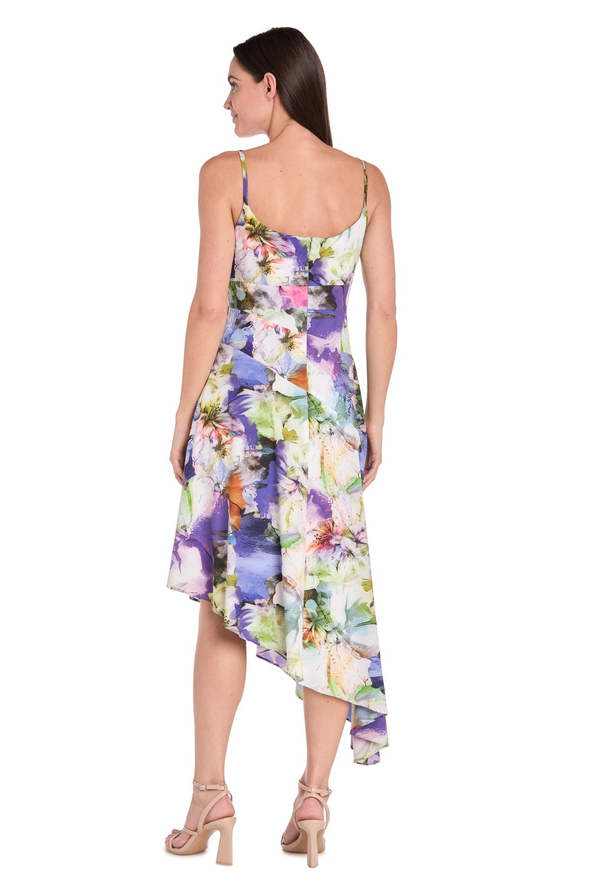 Cocktail Dresses High Low Cocktail Printed Dress Blue/Multi