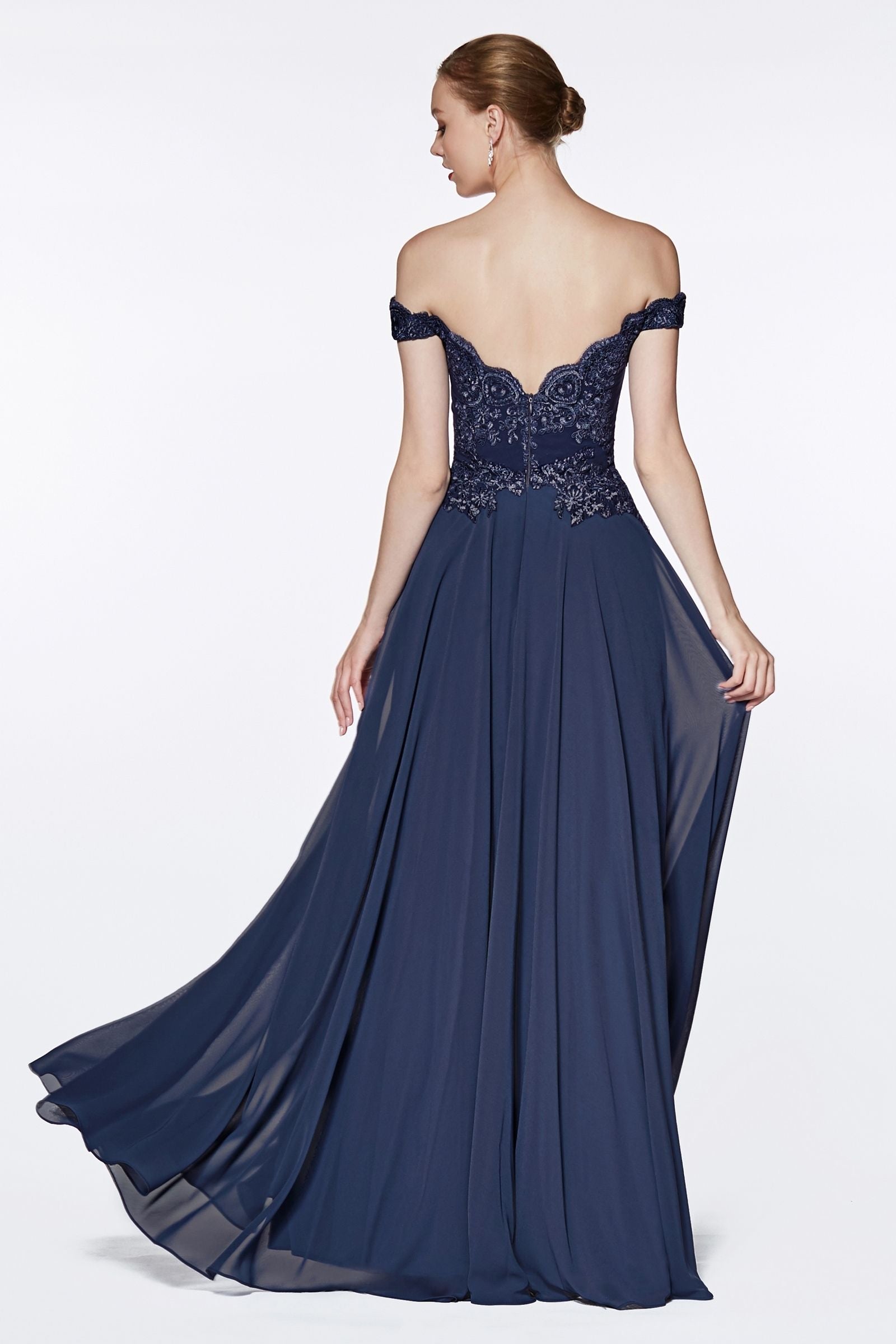 Prom Dresses Lace Long Formal A Line Prom Dress Smoky Blue