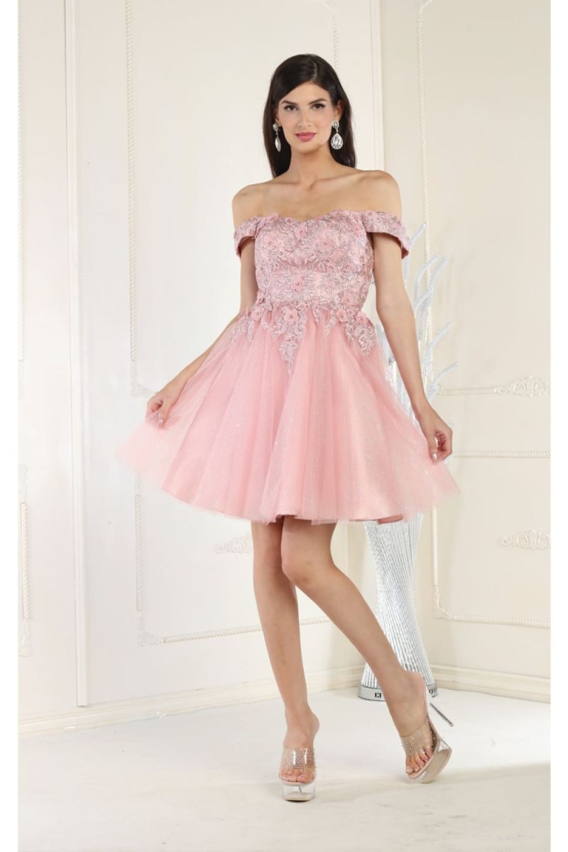 Off-the-Shoulder Mini/Short Tulle Cocktail A-Line May Queen 1964