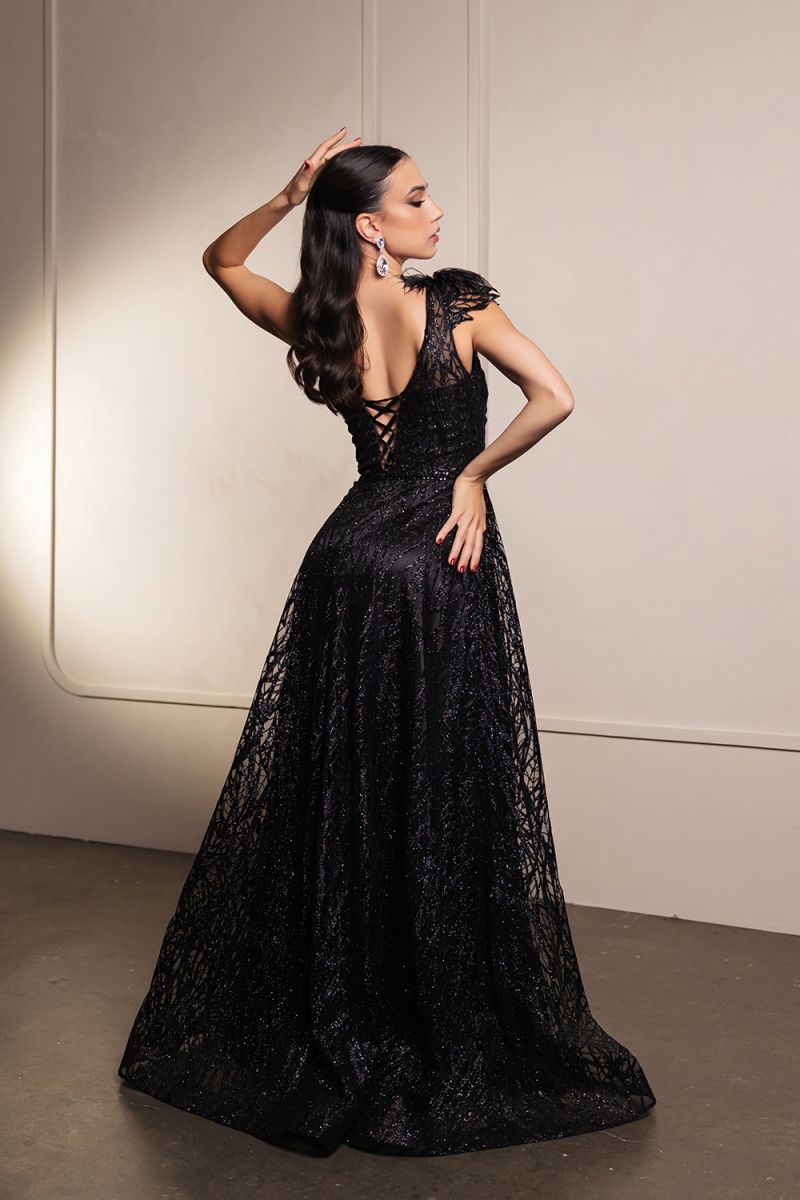 One-Shoulder Floor-Length Lace Prom A-Line May Queen 2024