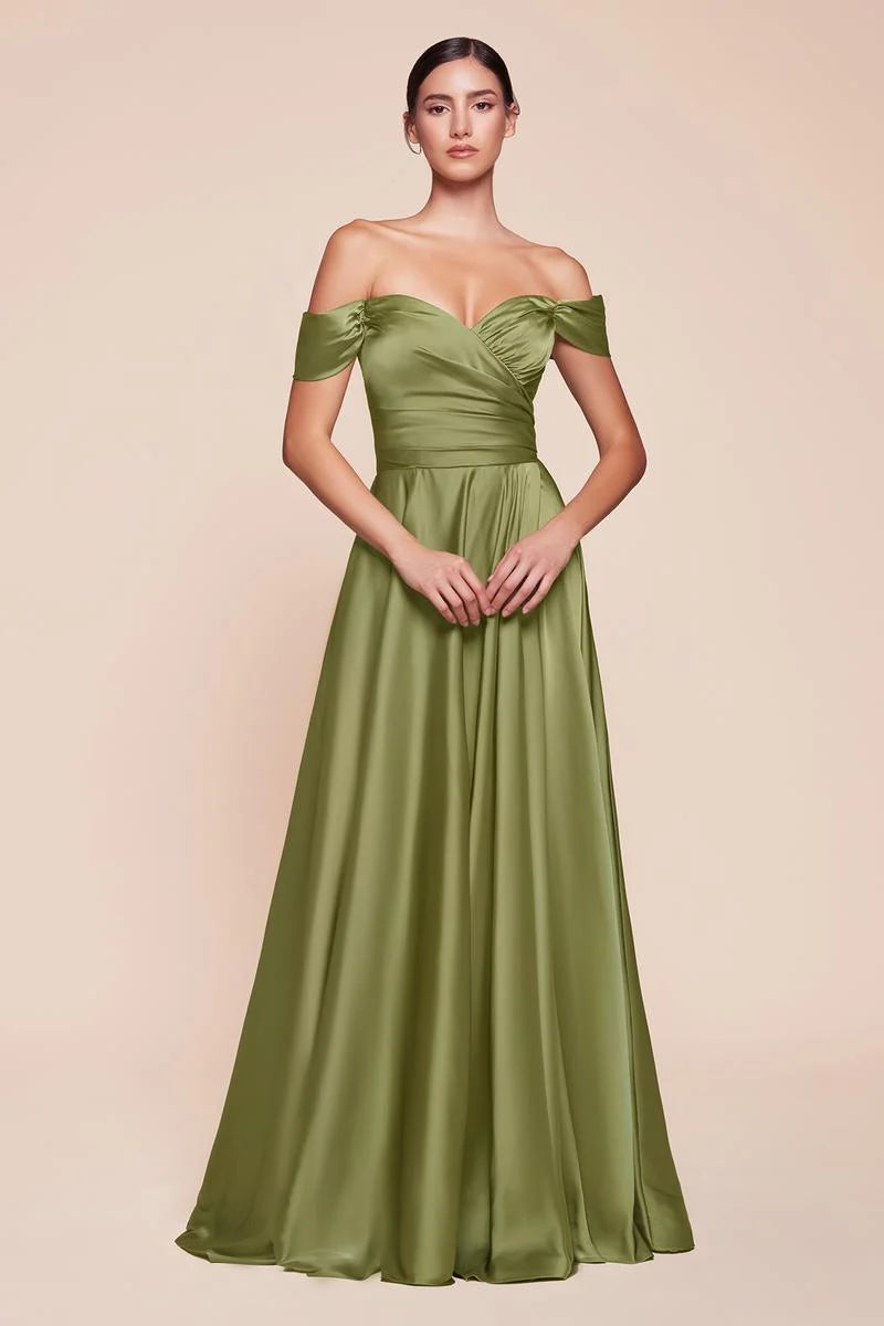 LaDivine 7493 Long Formal A Line Slit Prom Dress