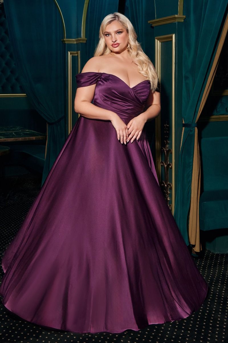Plus Size Long Off Shoulder Dress Eggplant