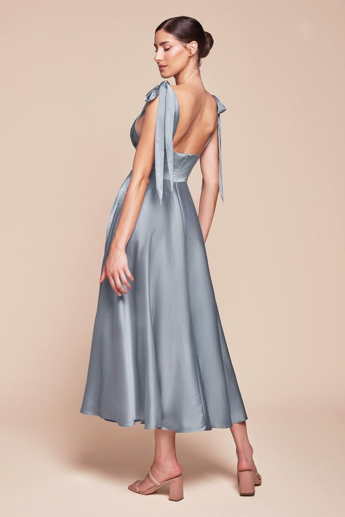 LaDivine 7499 A Line dress in dusty blue