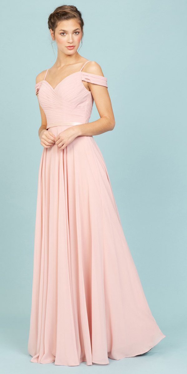 Formal Dresses Long Pleated Prom A line Formal Dress Eureka Fashion 7611 Dusty Rose