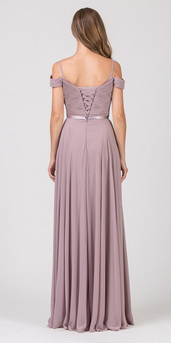 Formal Dresses Long Pleated Prom A line Formal Dress Eureka Fashion 7611 Mocha