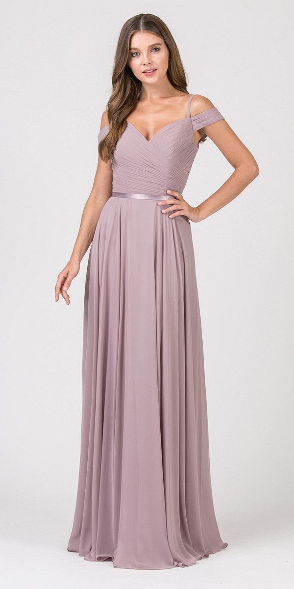 Formal Dresses Long Pleated Prom A line Formal Dress Eureka Fashion 7611 Mocha