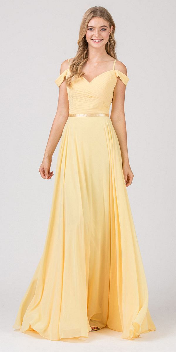 Formal Dresses Long Pleated Prom A line Formal Dress Eureka Fashion 7611 Yellow