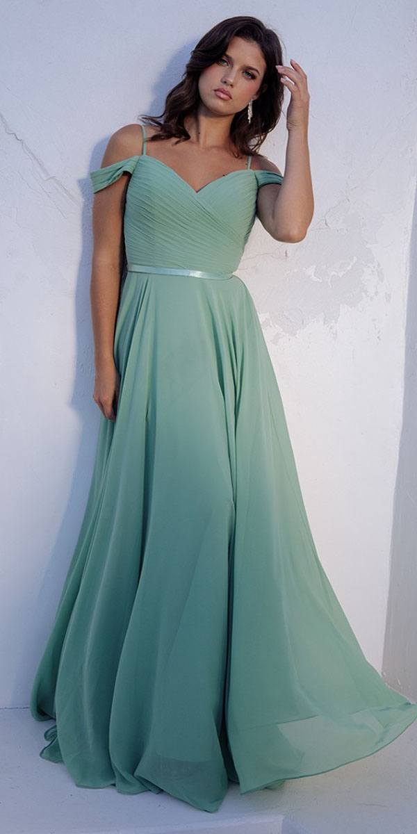 Formal Dresses Long Pleated Prom A line Formal Dress Eureka Fashion 7611 Sage
