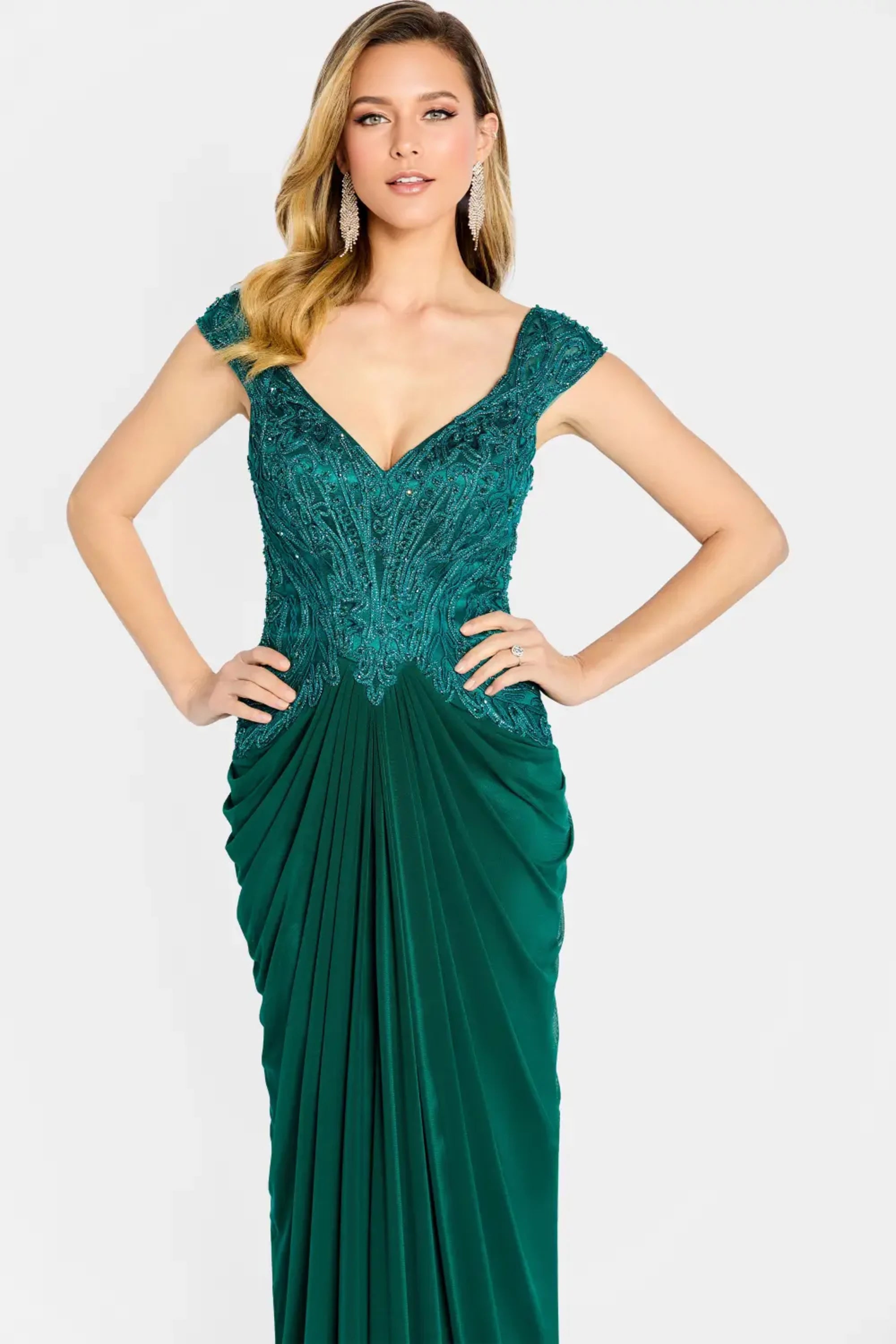 Formal Dresses Beaded Long Formal Evening Dress Dark Emerald