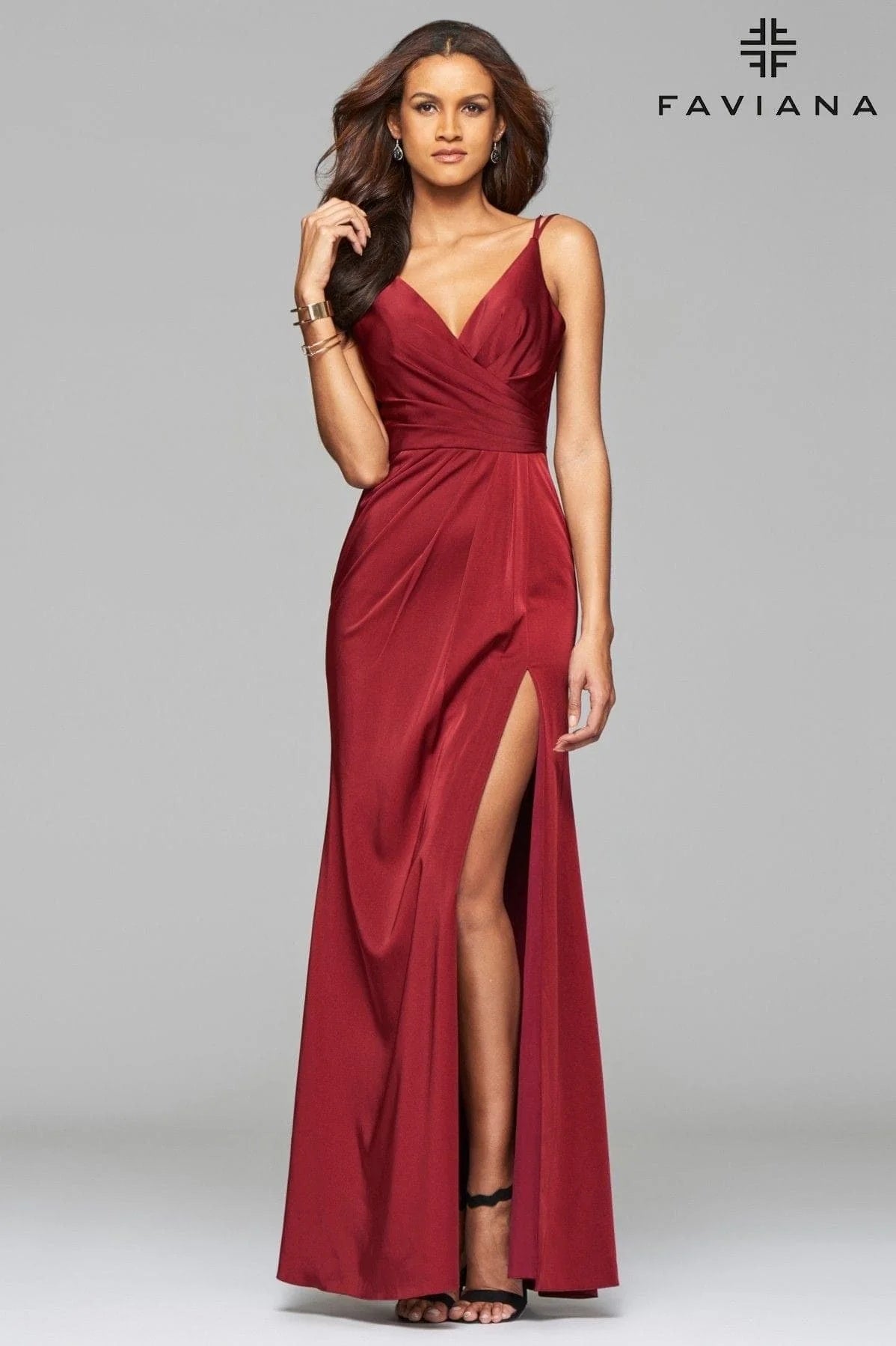 Prom Dresses Long A Line Formal Slit Prom Dress Wine