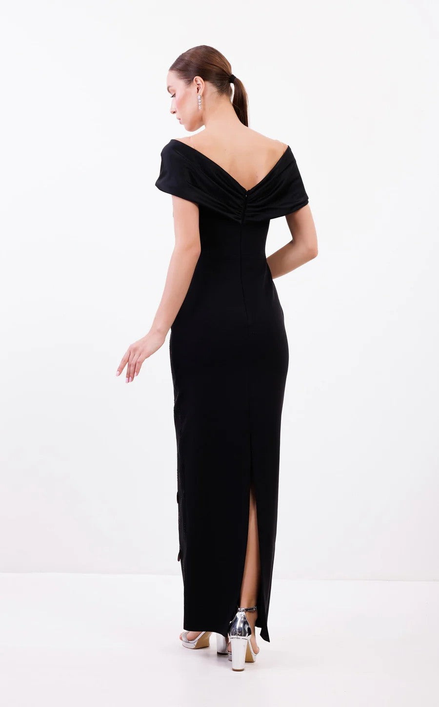 Prom Dresses Long Beaded Formal Fitted Prom Dress Black