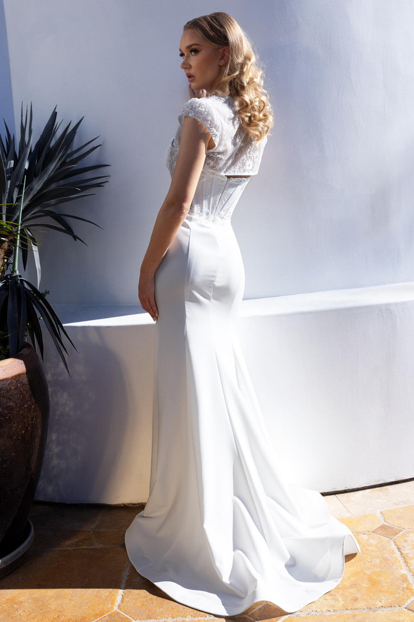 Wedding Dresses Long Mermaid Lace Corset Wedding Dress Lenovia 8508 Off-White