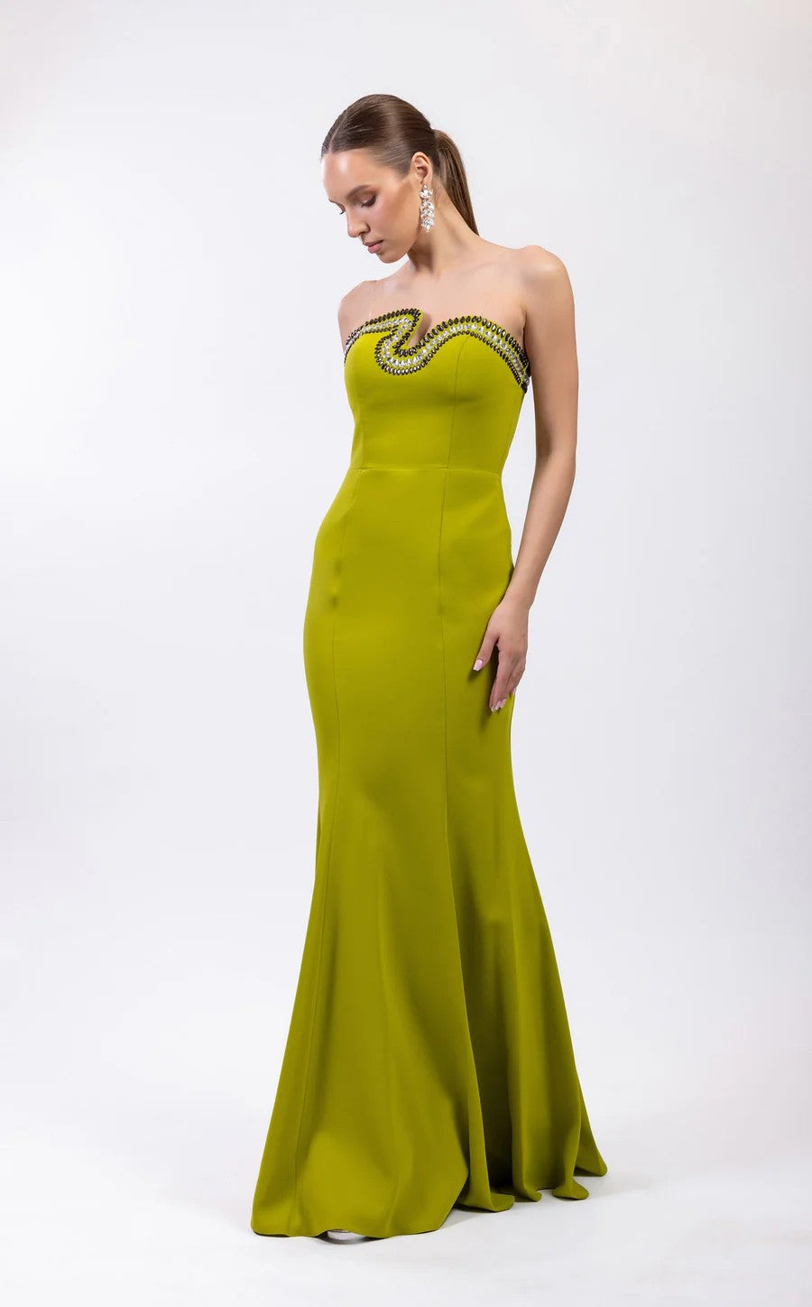 Prom Dresses Long Fitted Formal Beaded Prom Dress Grreen