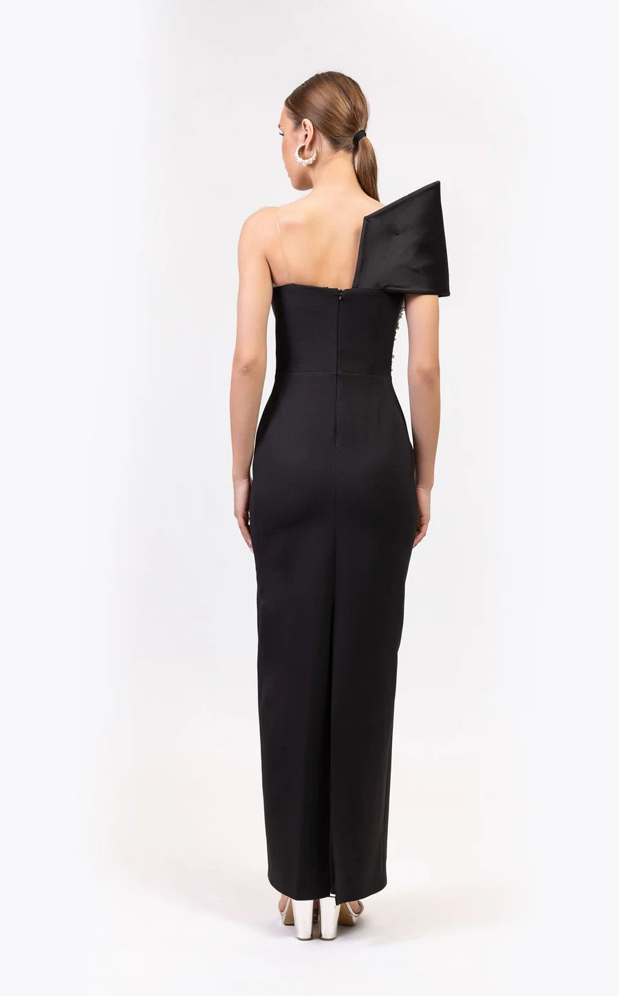 Prom Dresses Fitted Long Formal Beaded Prom Dress Black