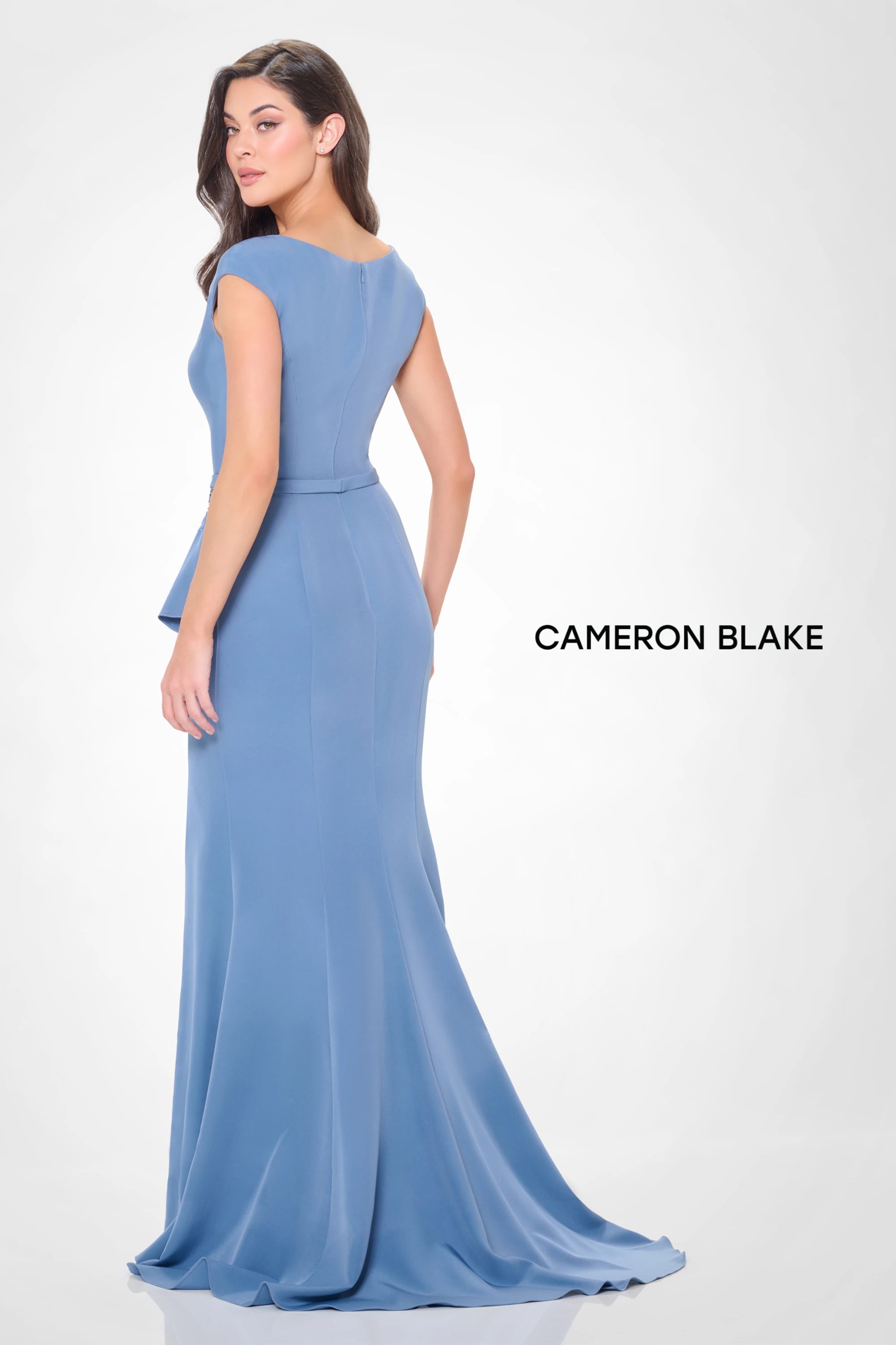 Formal Dresses Beaded Long Ruffle Slit Formal Evening Dress Wedgewood