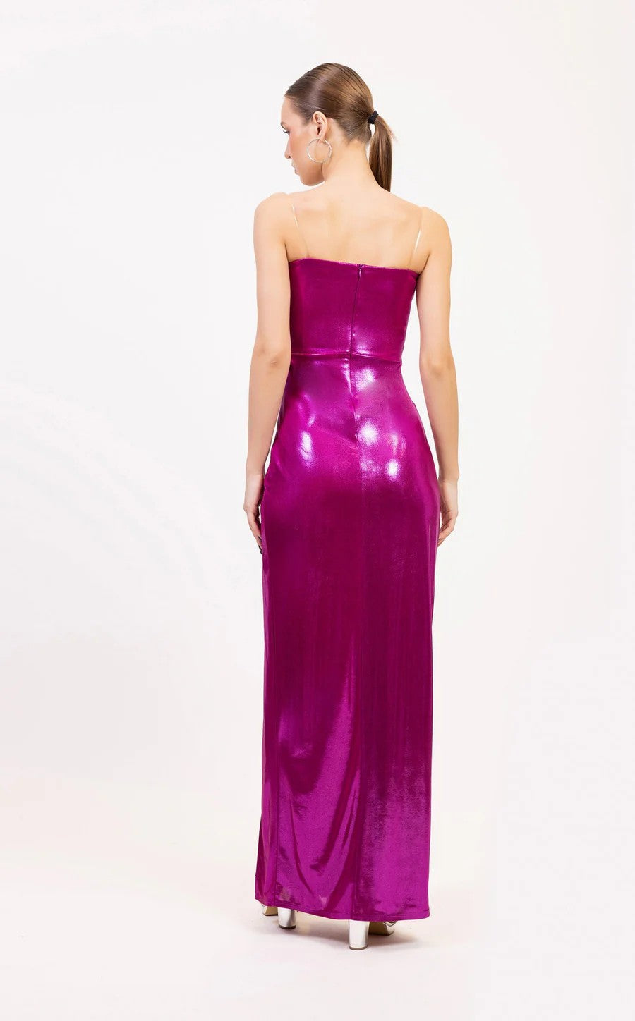 Odrella 7883 Prom Long Mettalic Formal Slit Dress