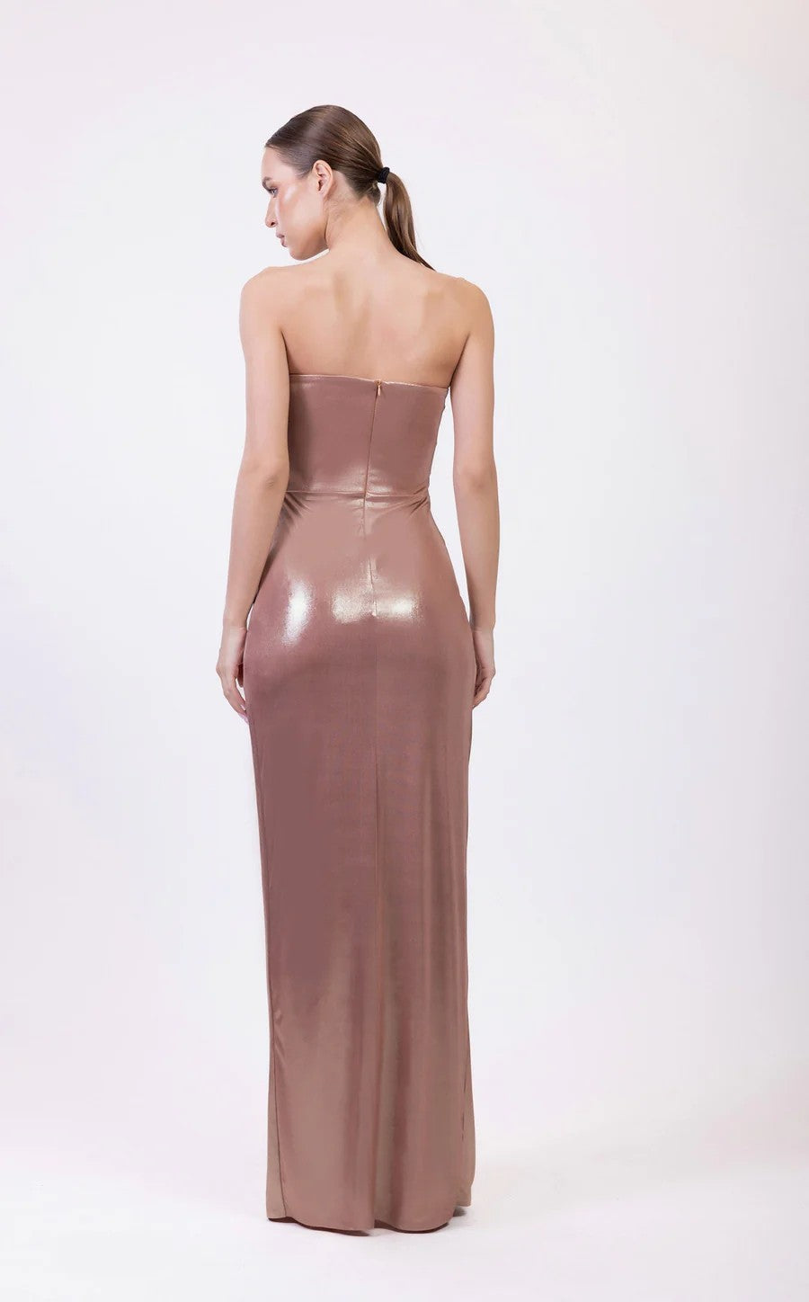 Odrella 7883 Prom Long Mettalic Formal Slit Dress
