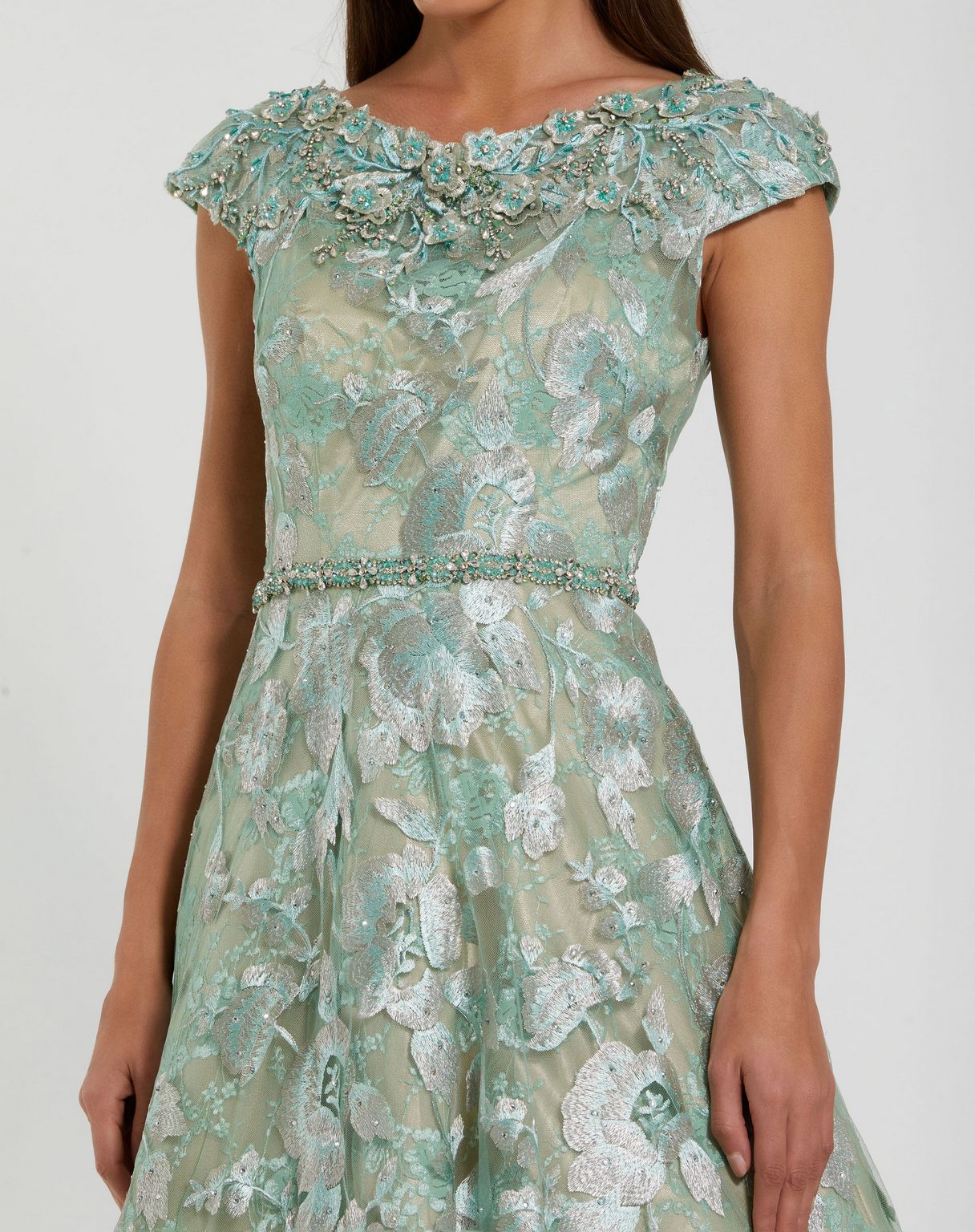 Formal Dresses Long Beaded Floral A Line Formal Prom Dress Sage
