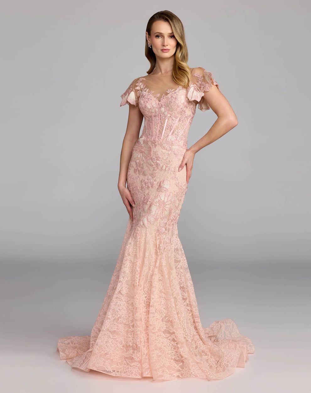 Illusion Floor-Length Lace Formal Mermaid Gown Mac Duggal 79464