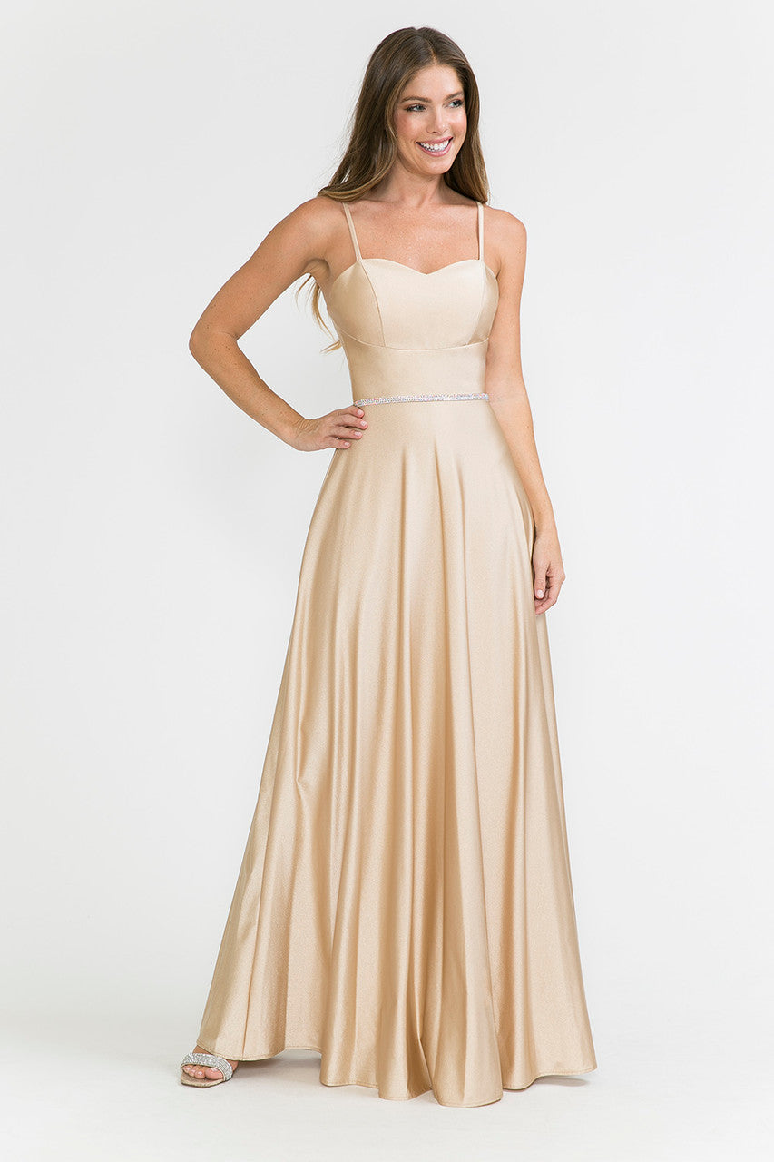 Prom Dresses Long Formal A Line Prom Dress Lenovia 5260 Champage Gold