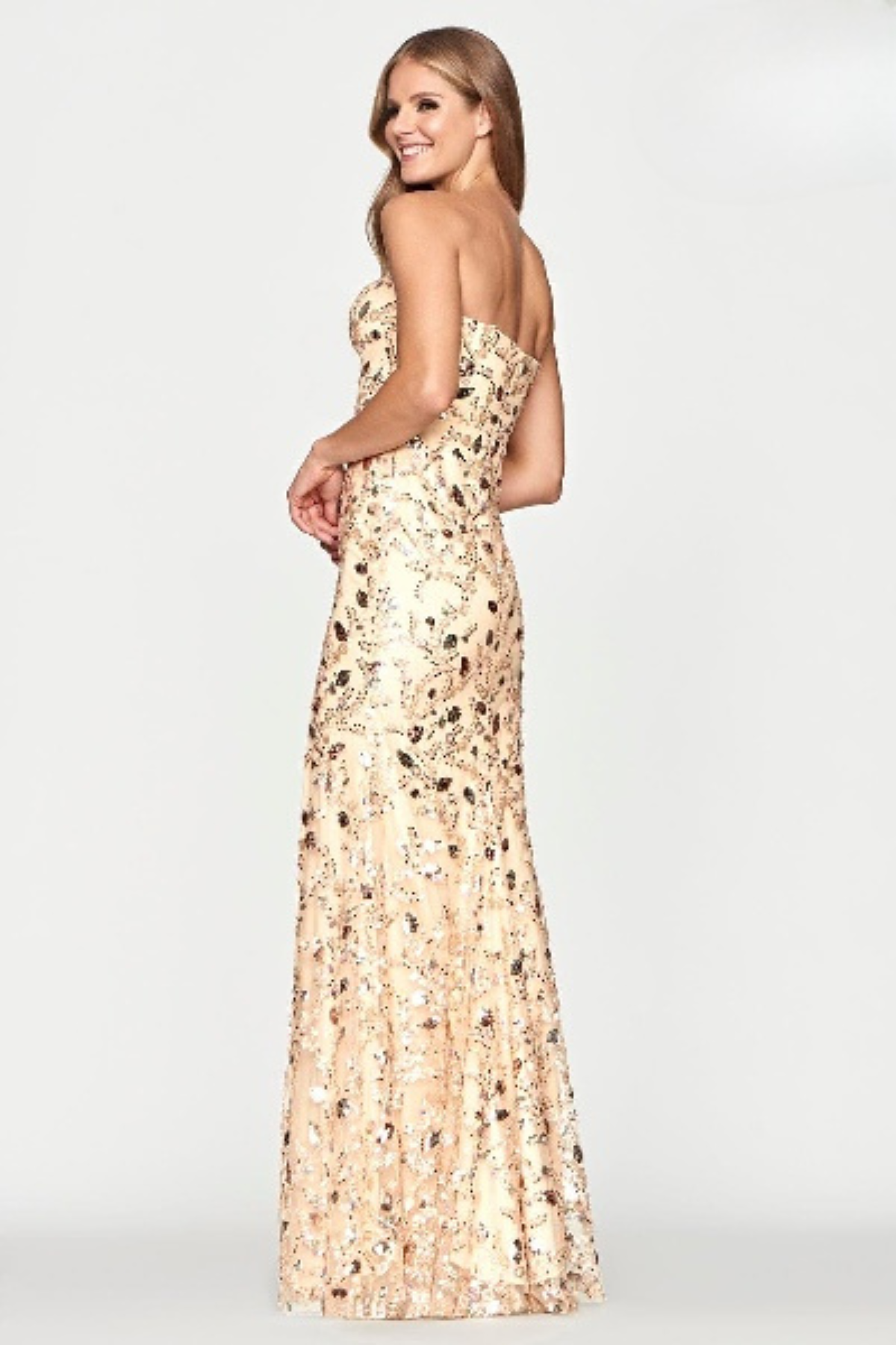 Prom Dresses Prom Fitted Slit Long Formal Sequin Dress Nude/Gold