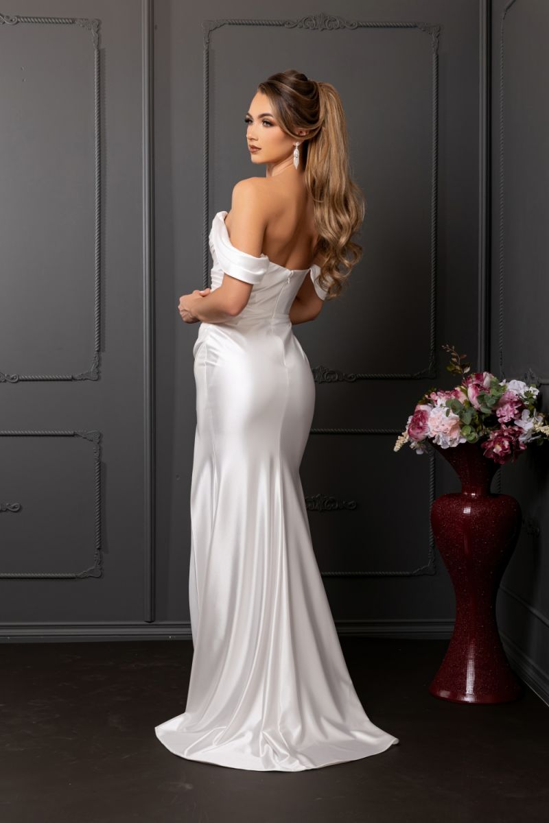 Off-the-Shoulder Floor-Length with Train Satin Prom Mermaid/Trumpet May Queen 2138