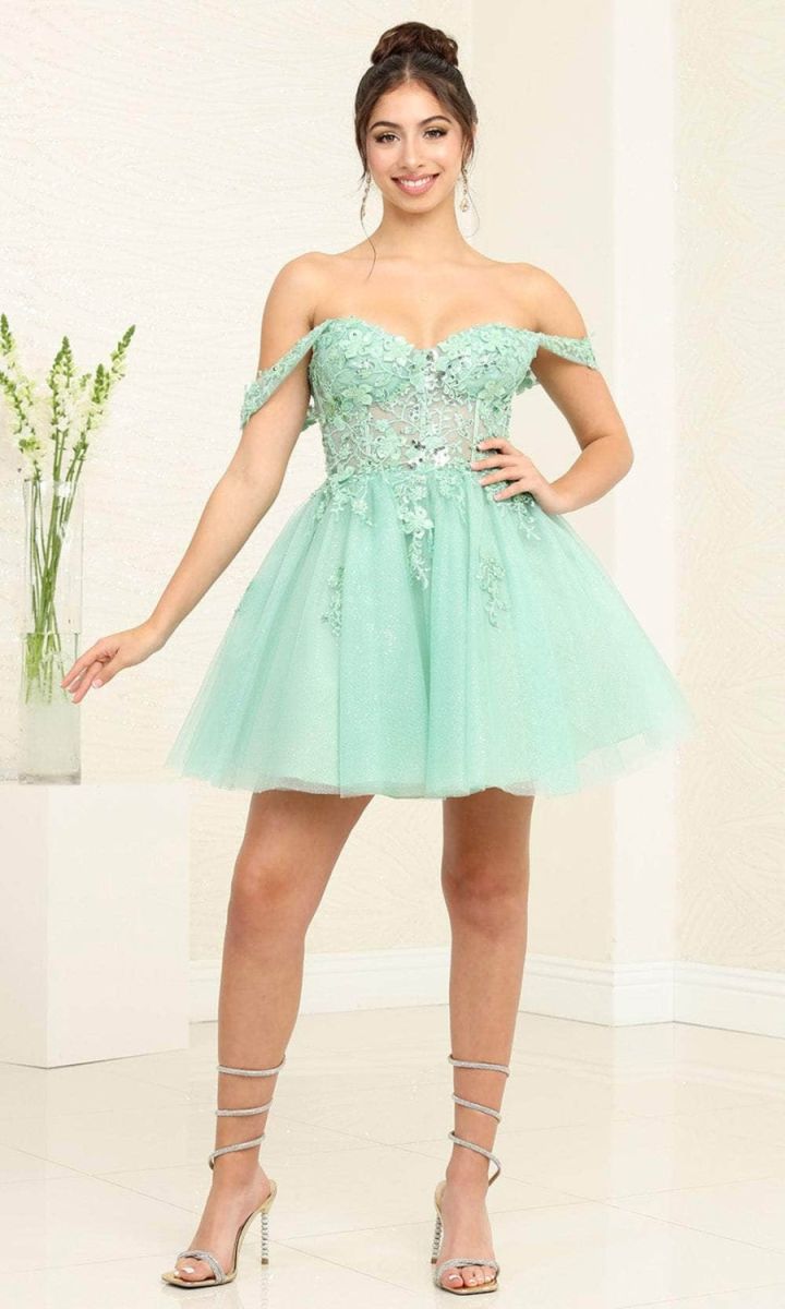 Off-the-Shoulder Mini/Short Tulle Prom A-Line May Queen 2091