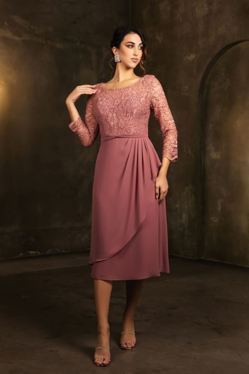 Bateau Tea-Length Lace Mother of the Bride A-Line May Queen 2100