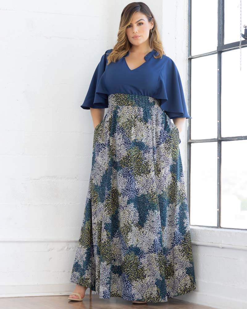 V-Neck Floor-Length Jersey Evening A-Line Kiyonna 11242607