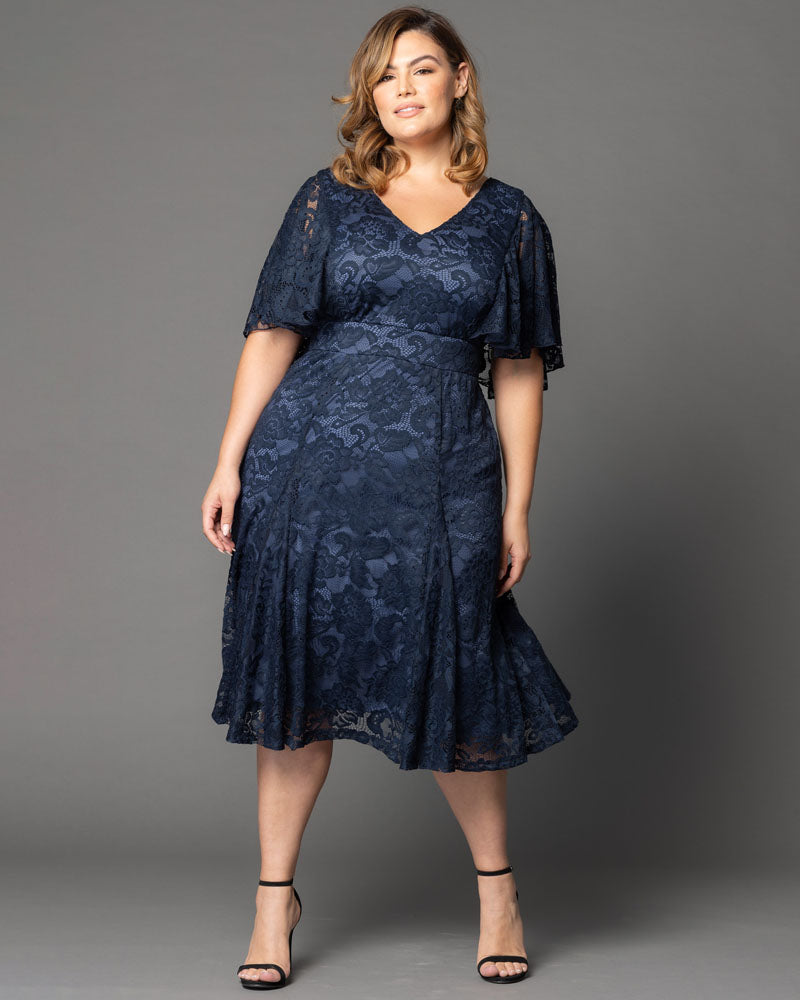 Plus Size Dresses Short Lace Midi Cocktail Plus Size Dress Twilight Blue