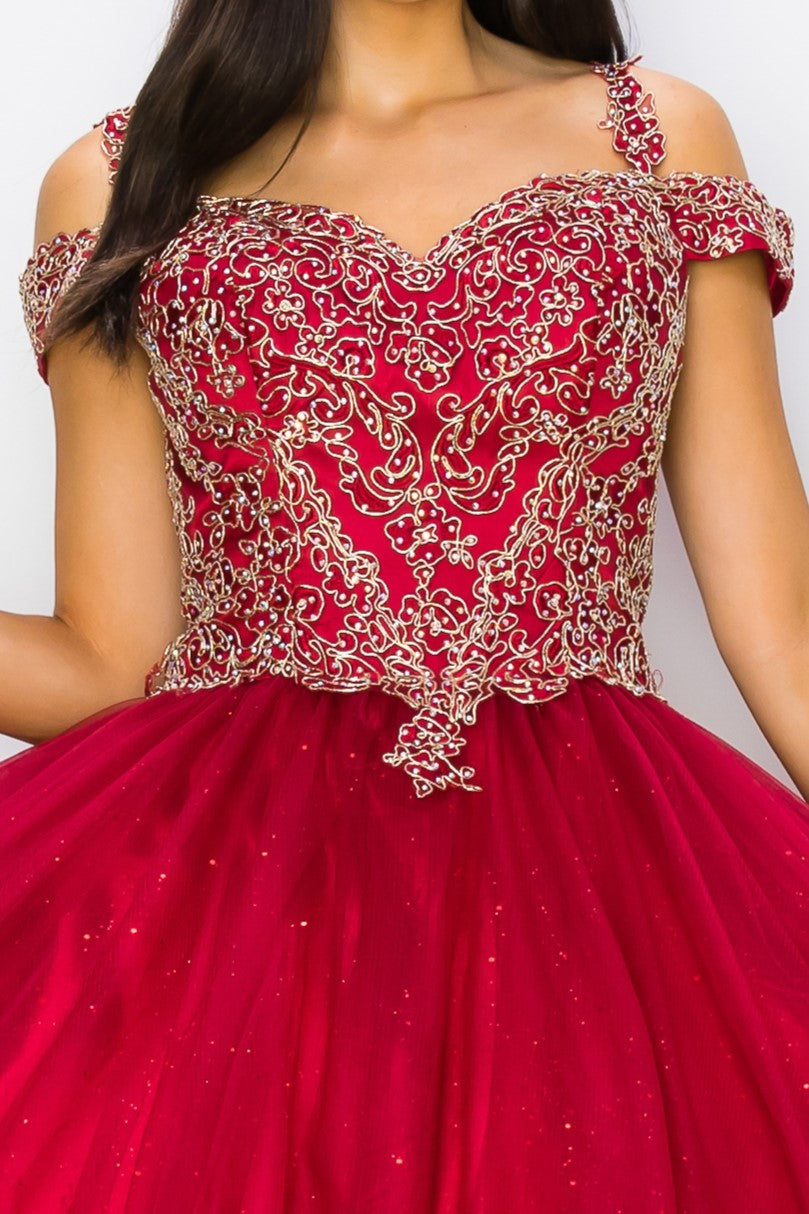 Quinceniera Dresses Long Glitter Ball Gown Quinceanera Dress Cinderella Couture 8028J Red