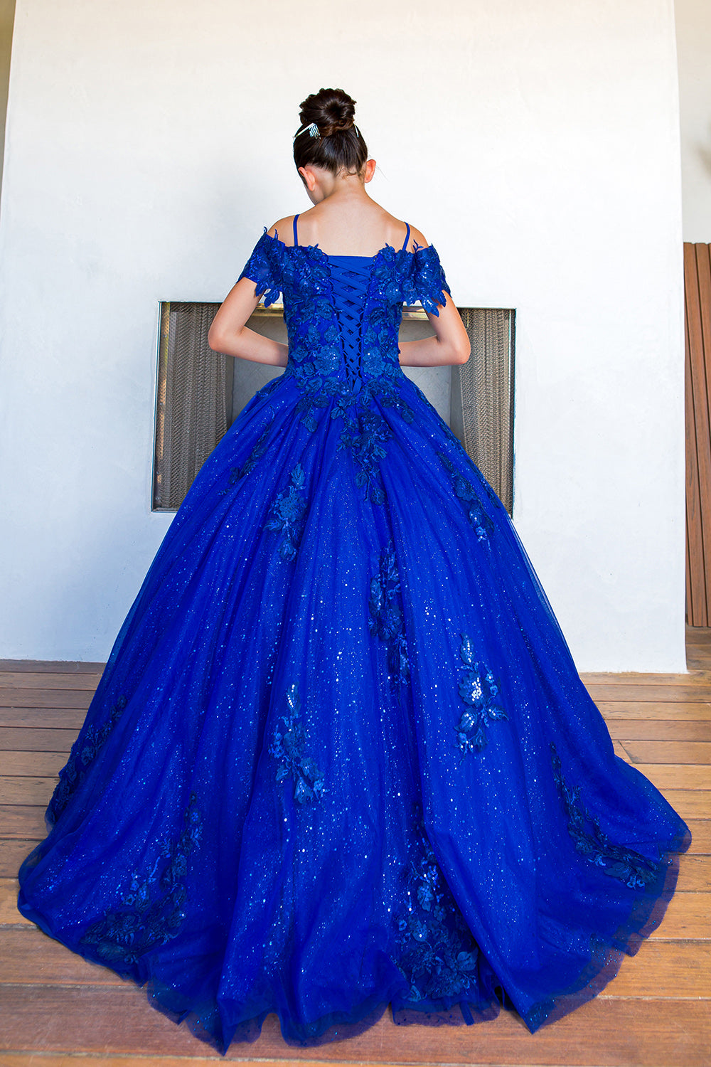 Flower Girl Dresses Flower Girl 3D Floral Applique Sequin Dress Royal